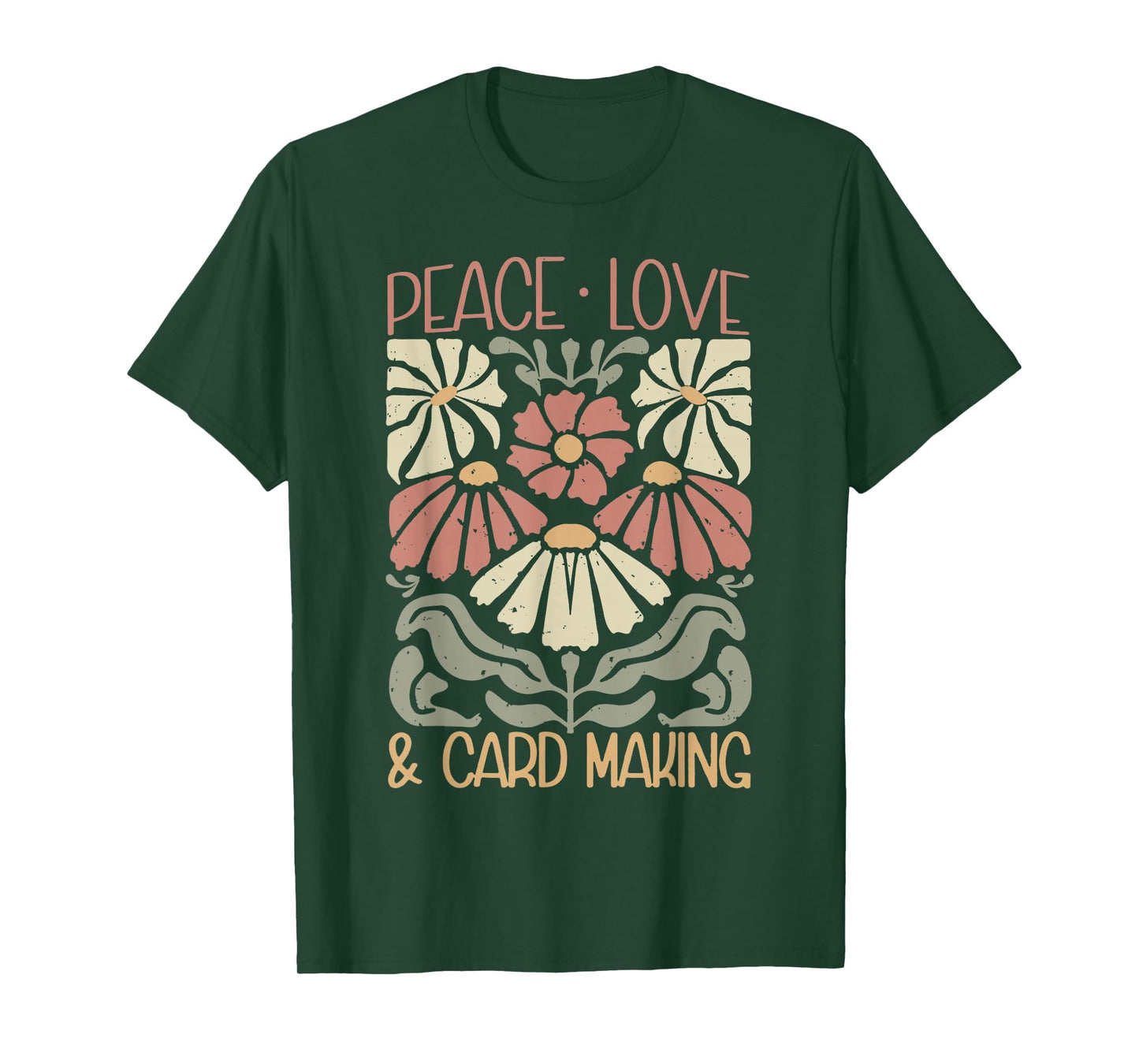 Vintage Floral Peace Love Card Making Handmade Card Maker T-Shirt