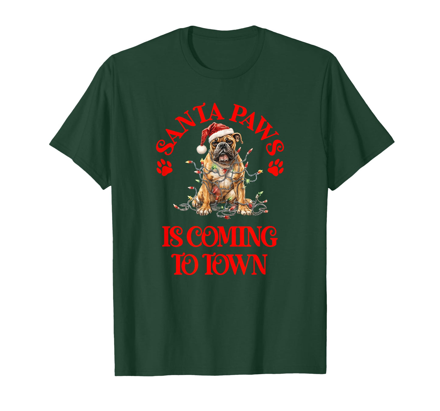 Santa Paws is Coming to Town with Christmas Boxer T-Shirt