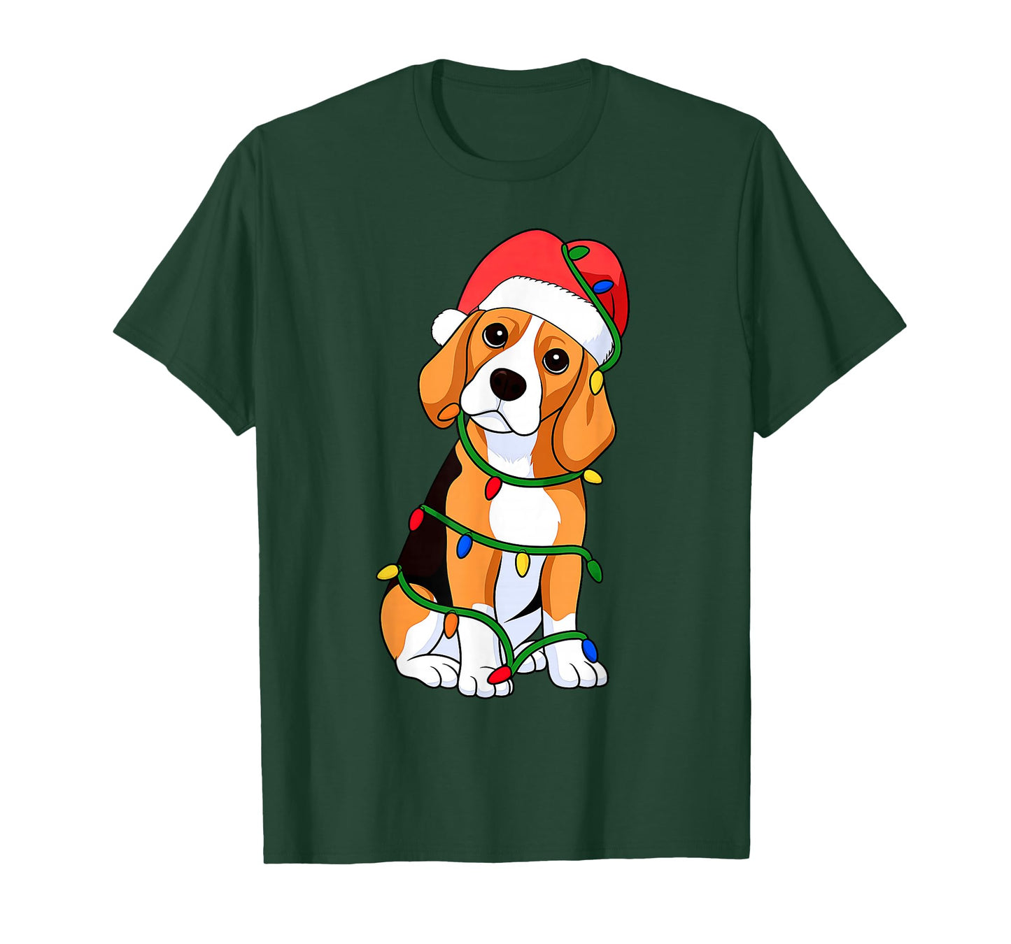 Beagle Christmas Tree Lights Holiday Dog Lover T-Shirt