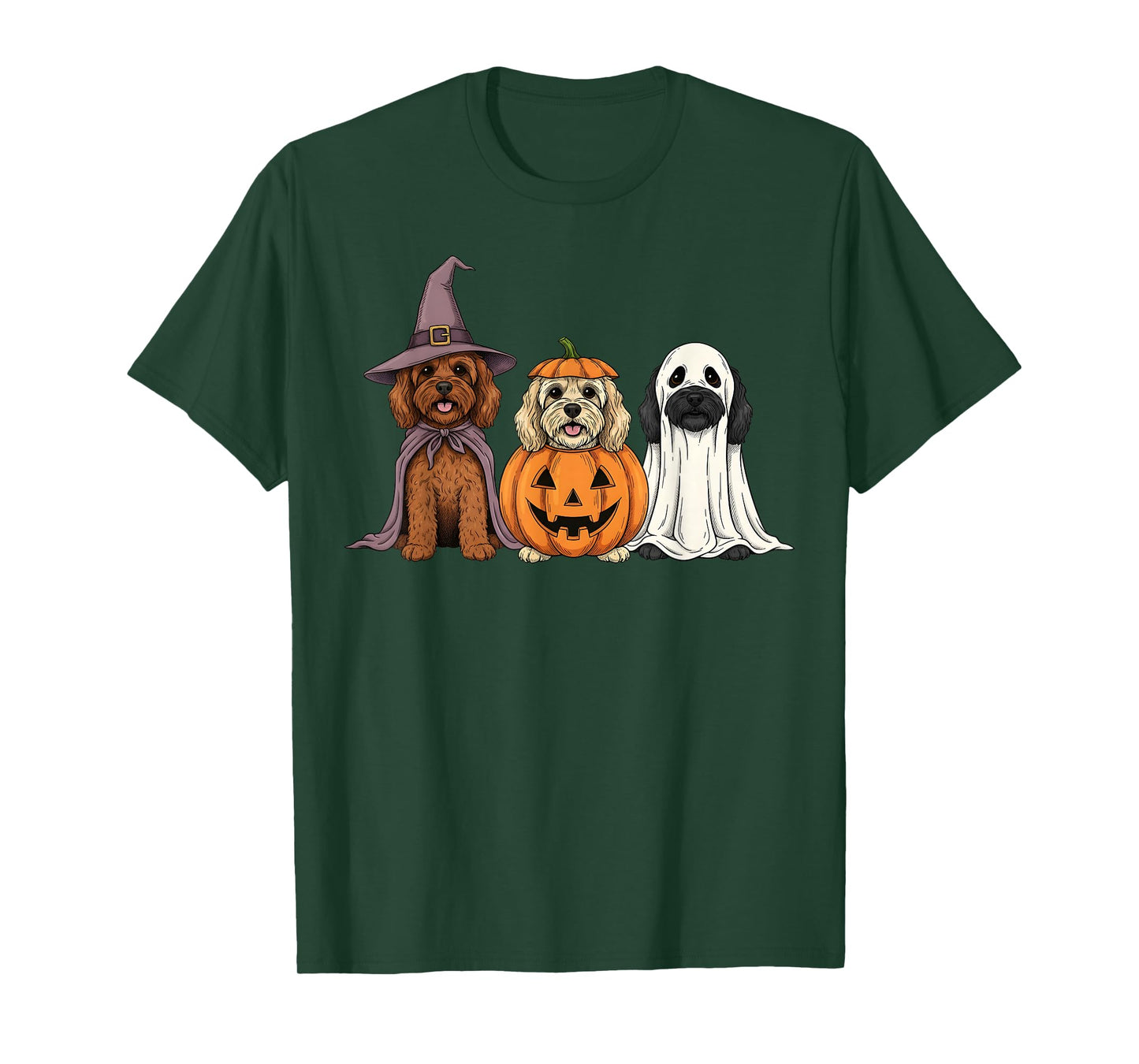 Spooky Ghost Cockapoo Pumpkin Halloween Doodle Dog Lover T-Shirt