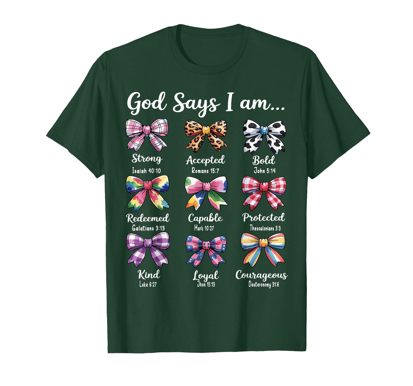 God Says I Am Coquette Bow Religious Christian Women Girls T-Shirt