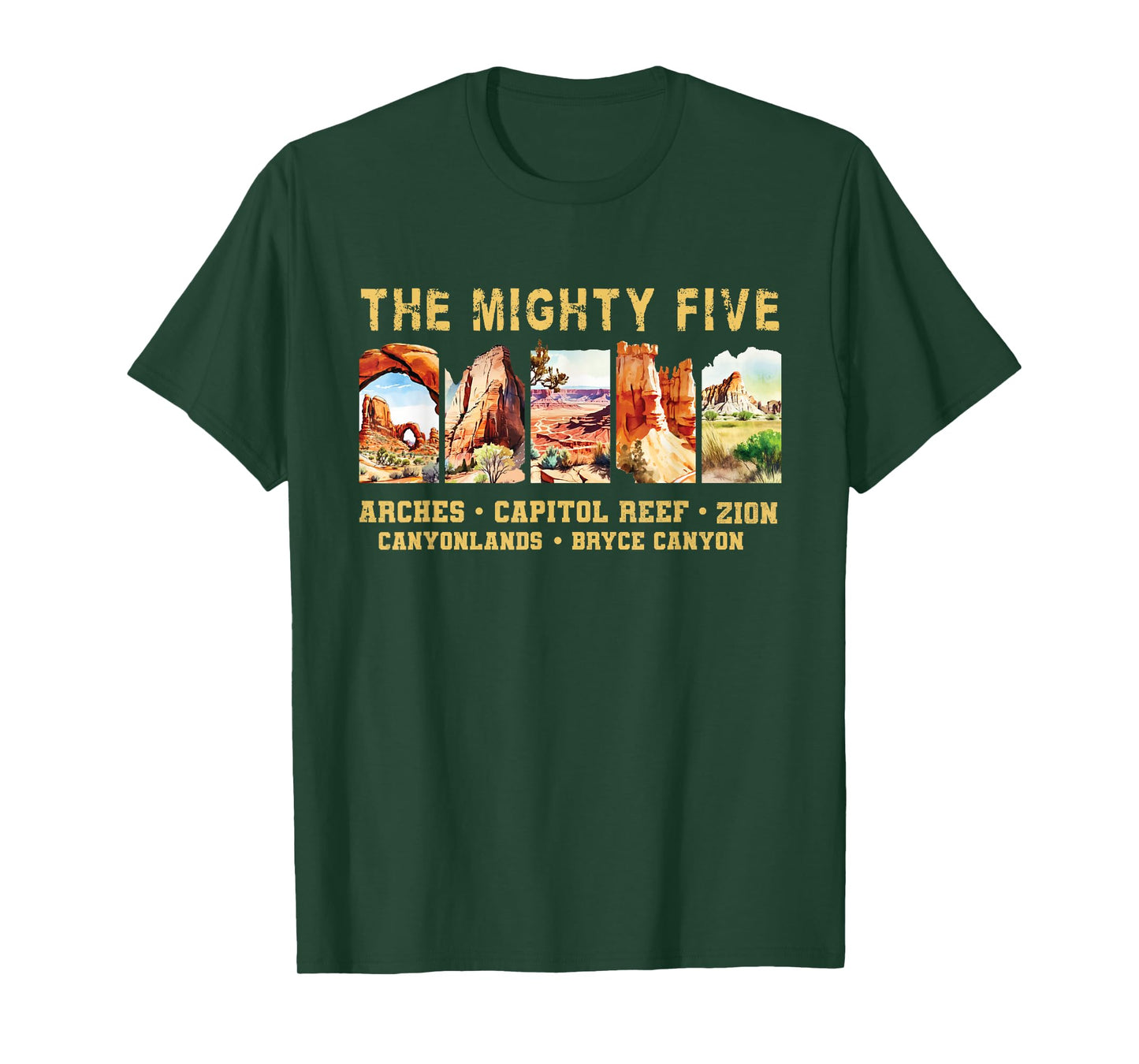 Vintage Moab Souvenir Big 5 Utah Mighty Five National Park T-Shirt