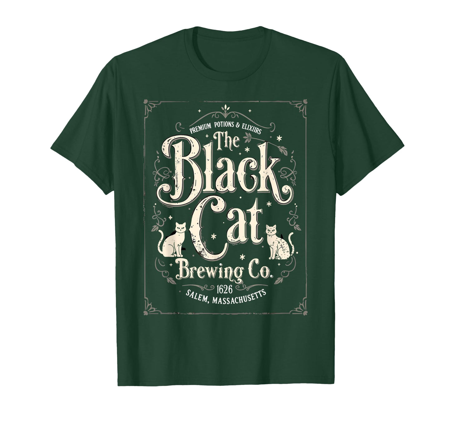 The Black Cat Brewing Co Salem Halloween Cat Lover Cats Joke T-Shirt