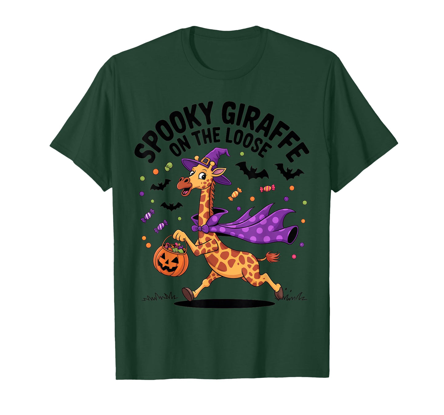 Spooky Giraffe On The Loose Funny Halloween Costume T-Shirt