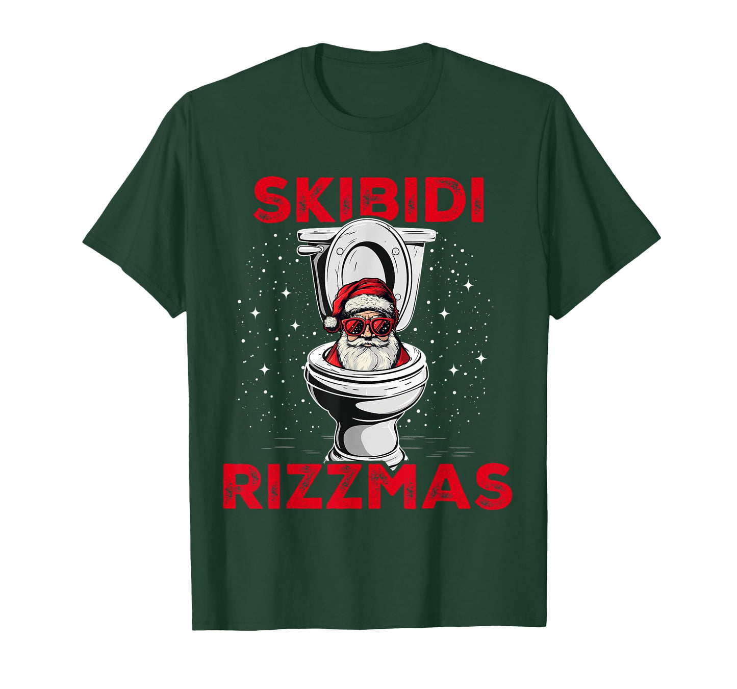 Skibidi Rizzmas Funny Santa Toilet White Elephant Christmas T-Shirt