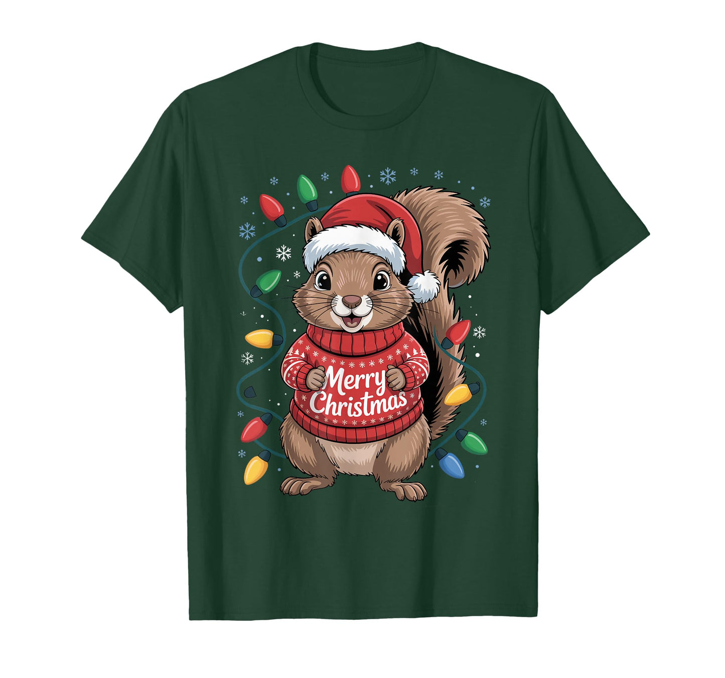 Merry Christmas Rock Squirrel Festive Holiday Cheer Funny T-Shirt