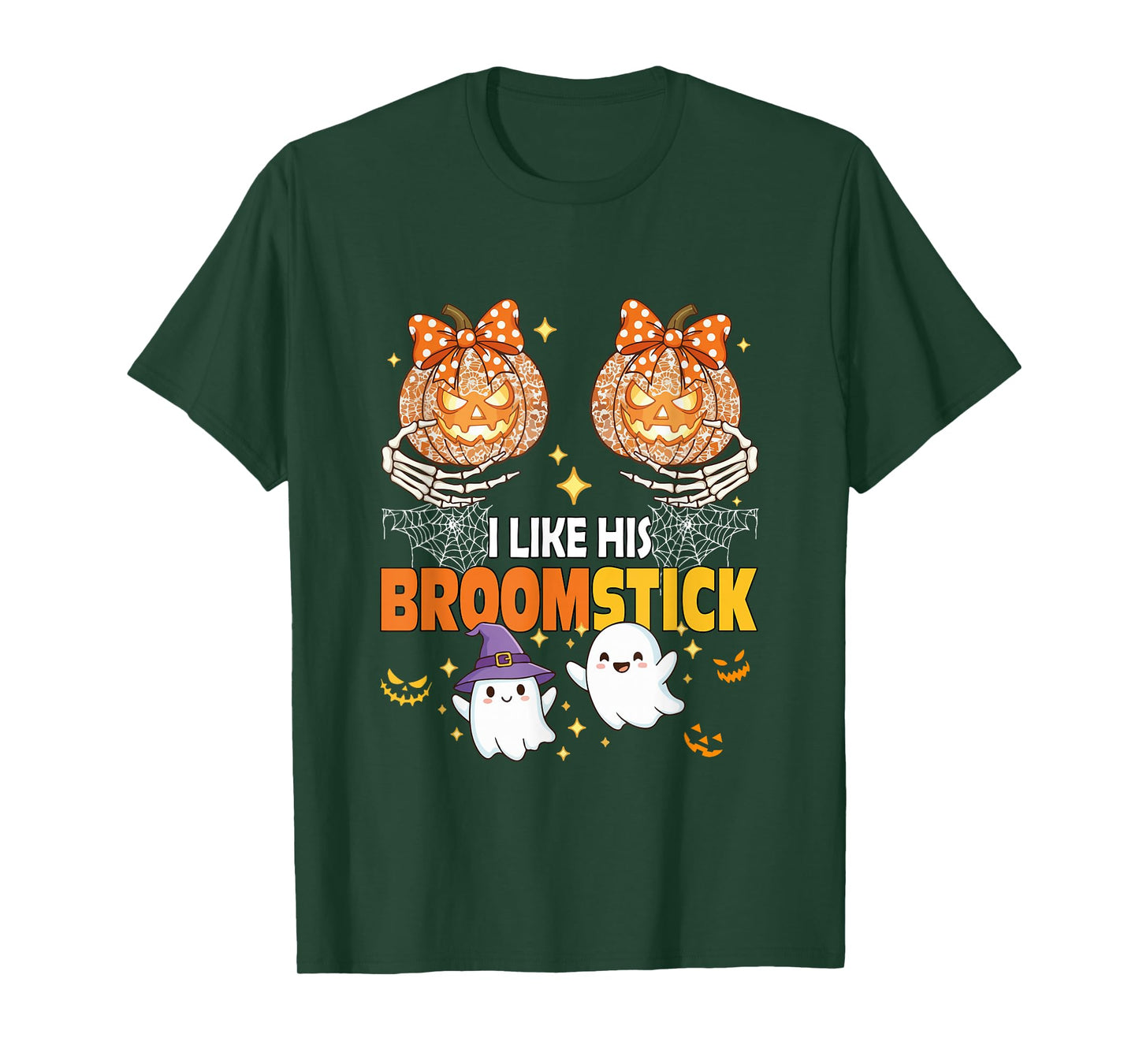 I Like His Broomstick Halloween Couple Boos Carved Pumpkin T-Shirt