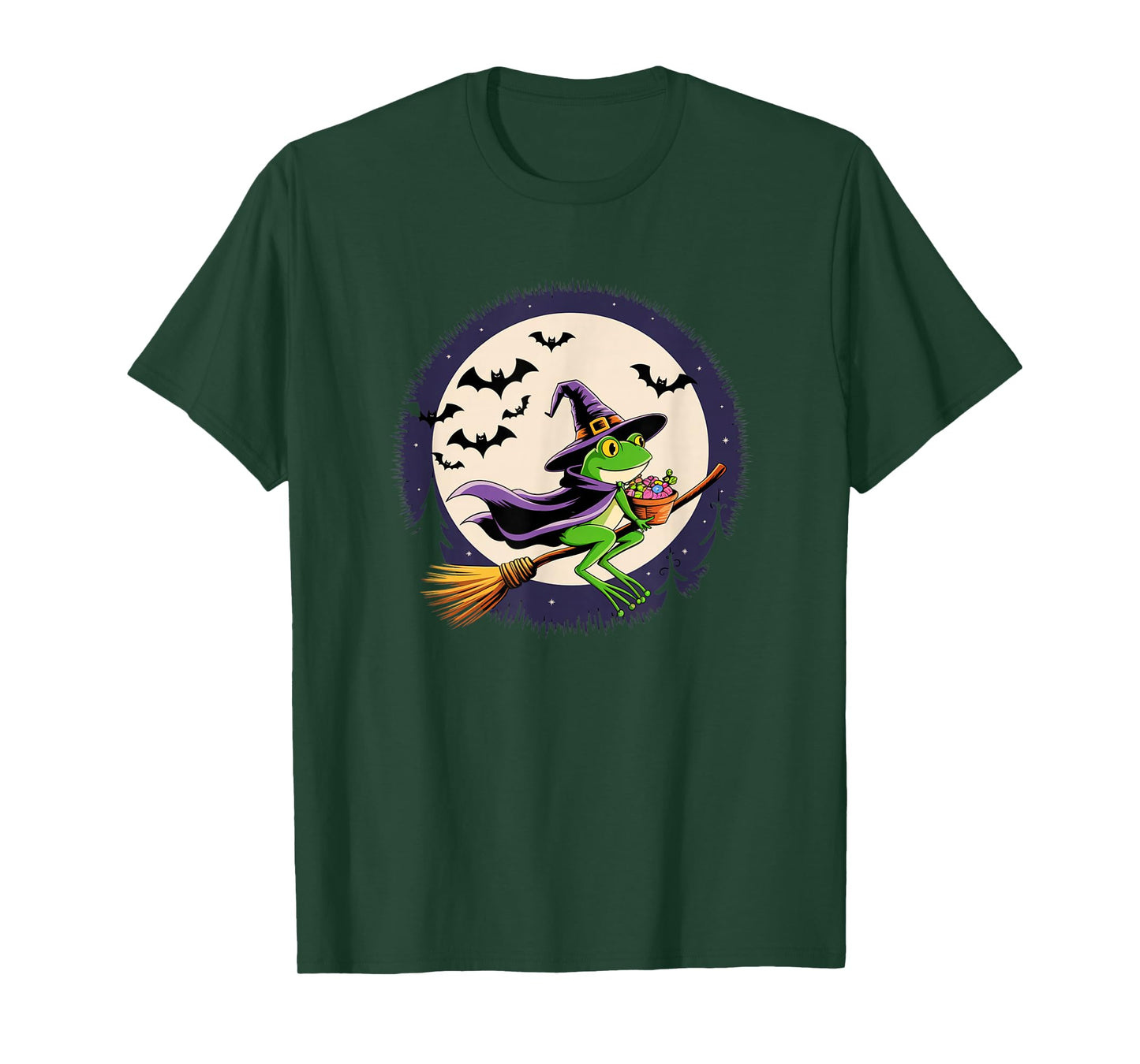 Frog Witch Hat Pumpkin Halloween Costume Men Women Kids T-Shirt