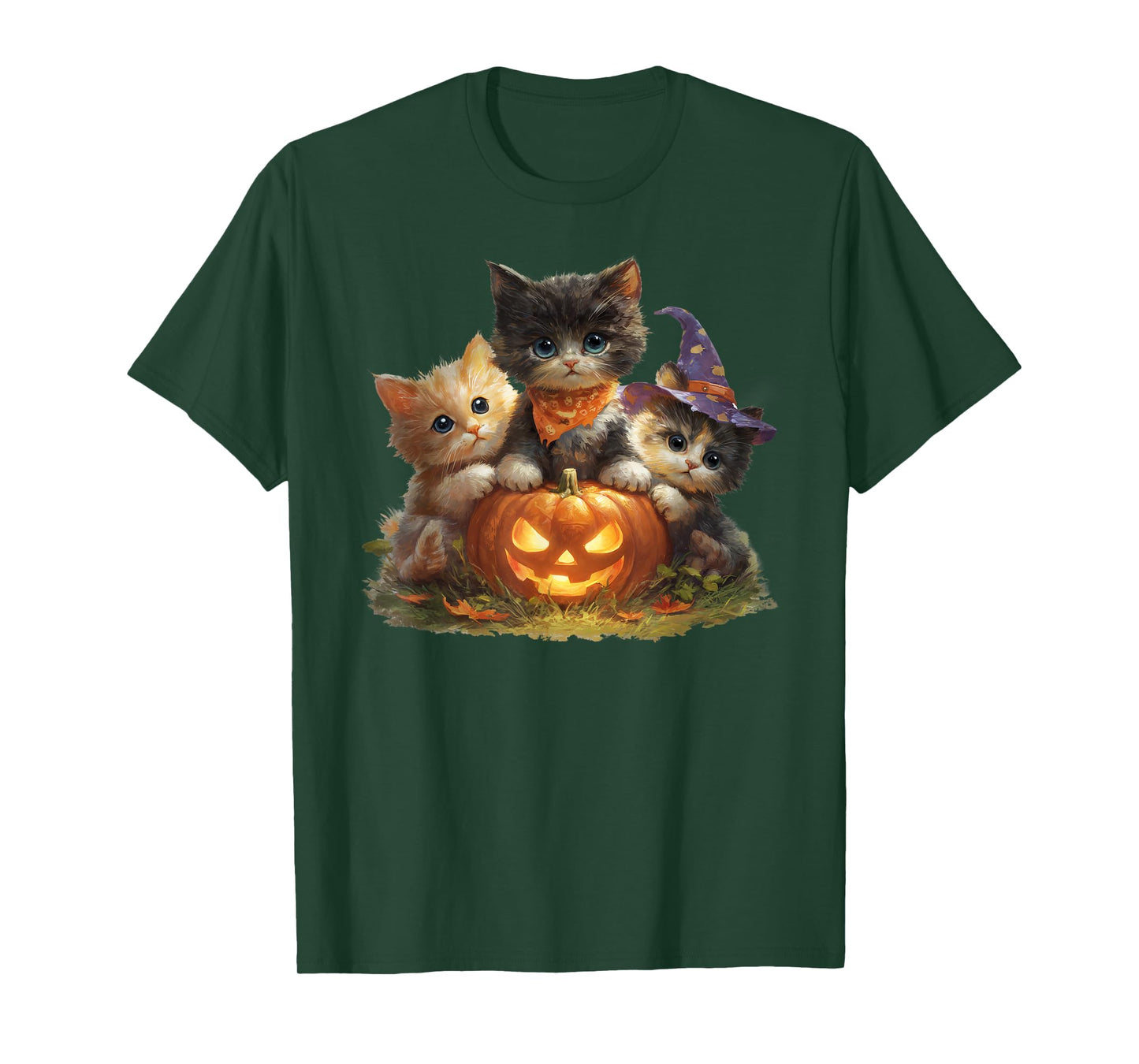 Vintage Kittens Pumpkin Cute Cat Spooky Season Halloween T-Shirt