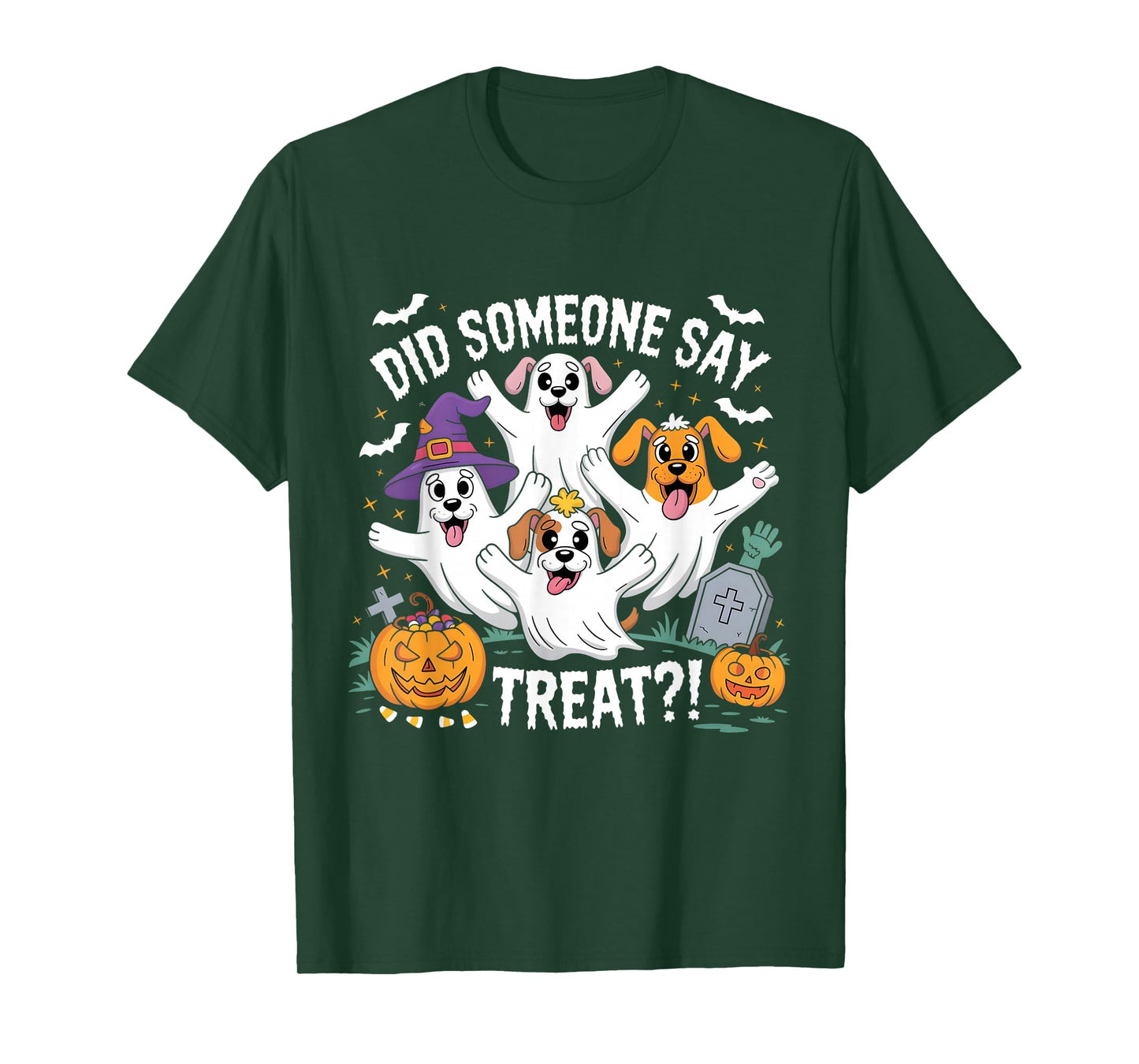 Halloween Ghost Dogs Did Someone Say Treat Dog Boo T-Shirt
