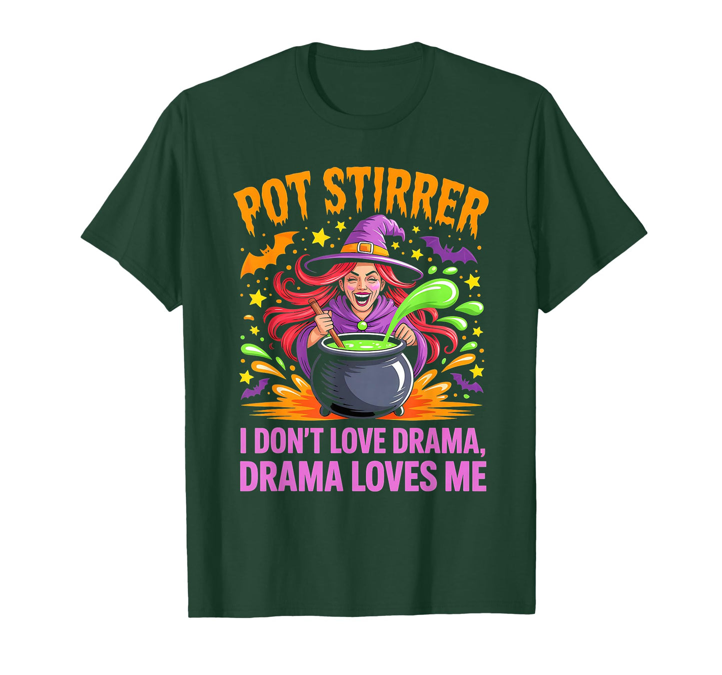 Pot Stirrer Funny Witch Cooking Drama Halloween Meme Humor T-Shirt