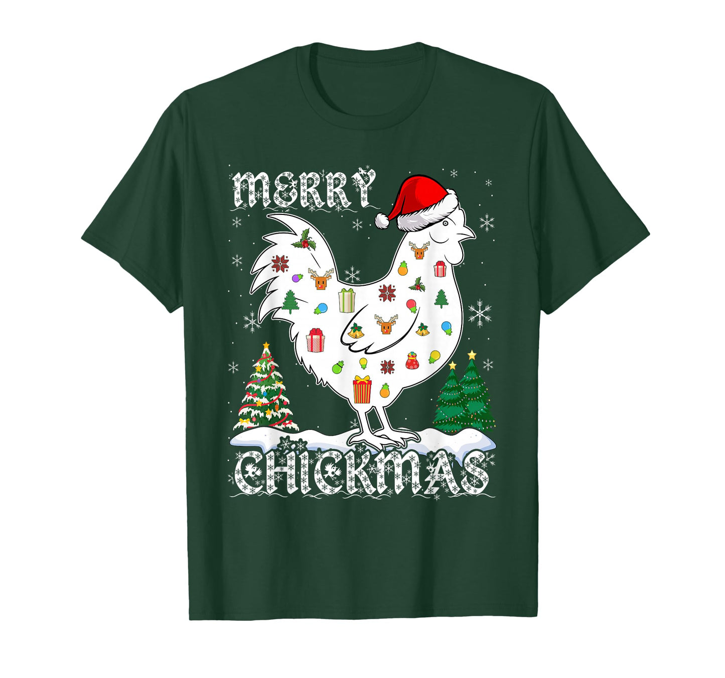 Chicken Christmas Merry Chickmas Santa Claus Hat Funny Xmas T-Shirt