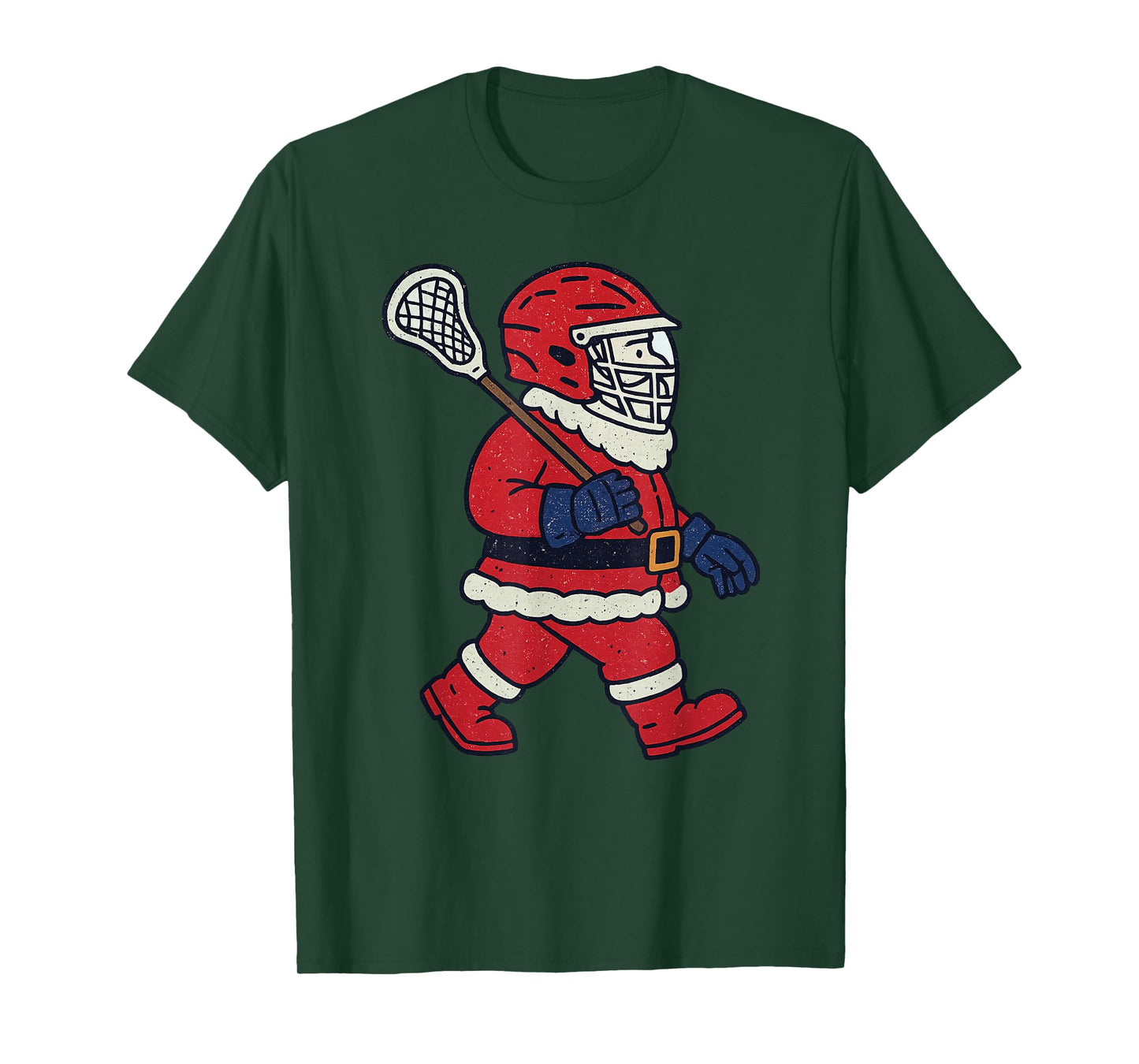 Santa Playing Lacrosse Christmas Vintage Funny Lax Xmas T-Shirt