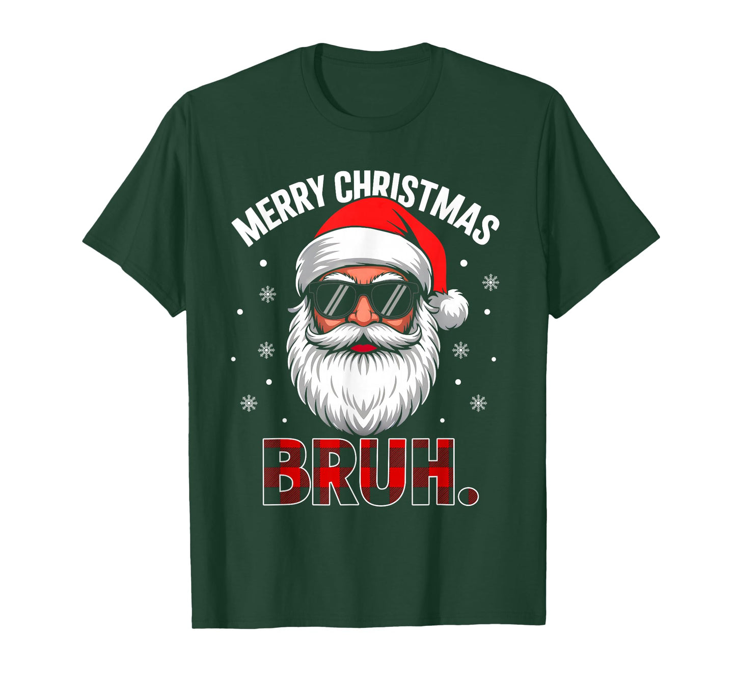 Bruh Christmas Red Plaid Boys Men Kids Funny Xmas Santa Face T-Shirt