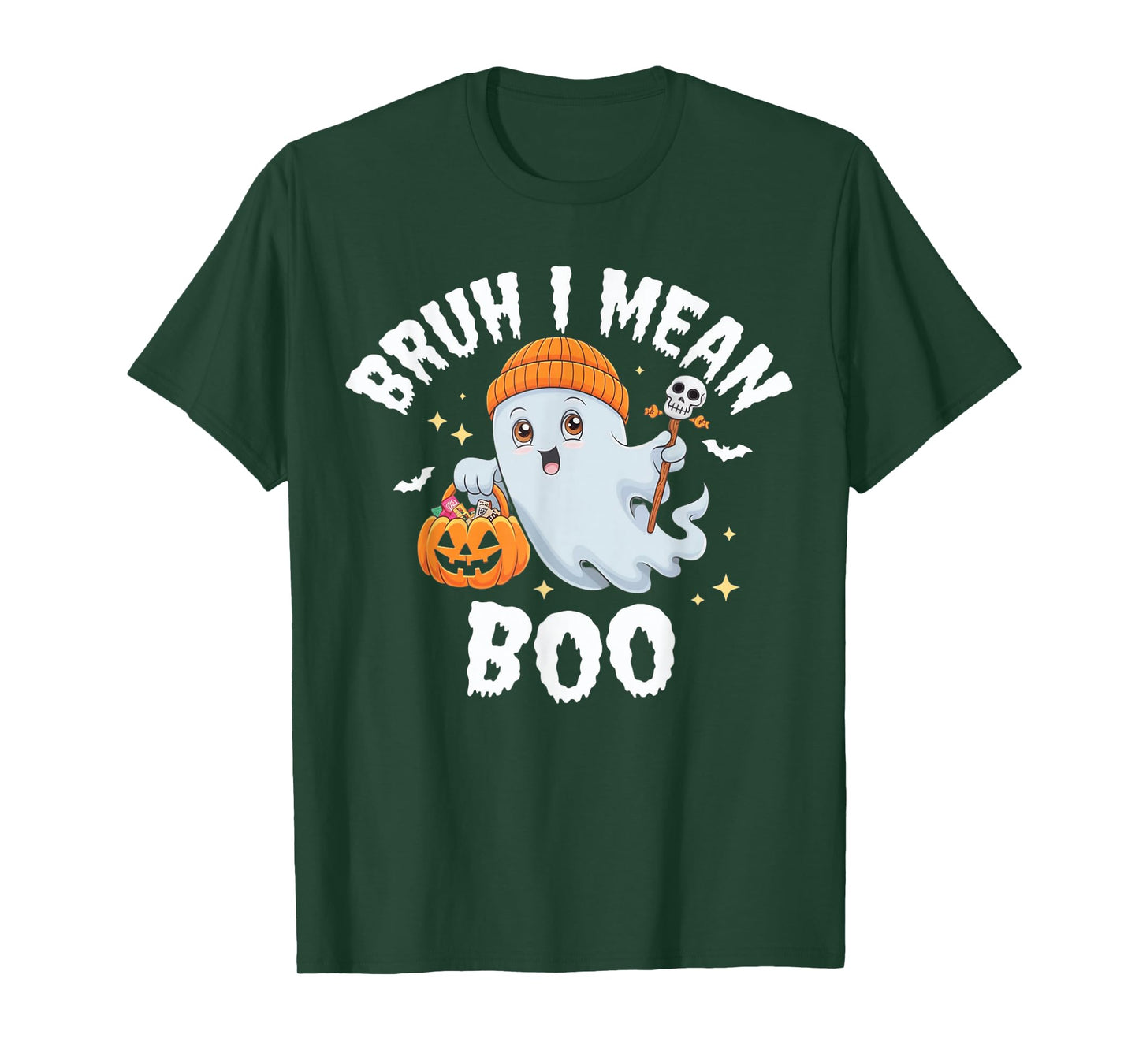 Bruh I Mean Boo Ghost Halloween Pumpkin Boys Kids Toddlers T-Shirt