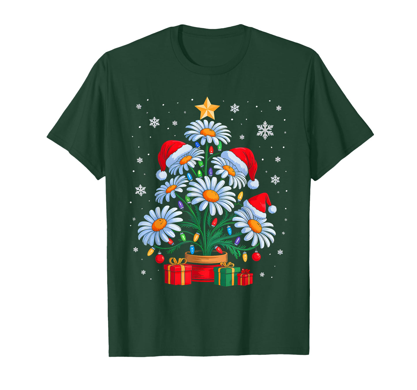Santa Daisy Christmas Tree Xmas Lights Santa Daisy Women T-Shirt