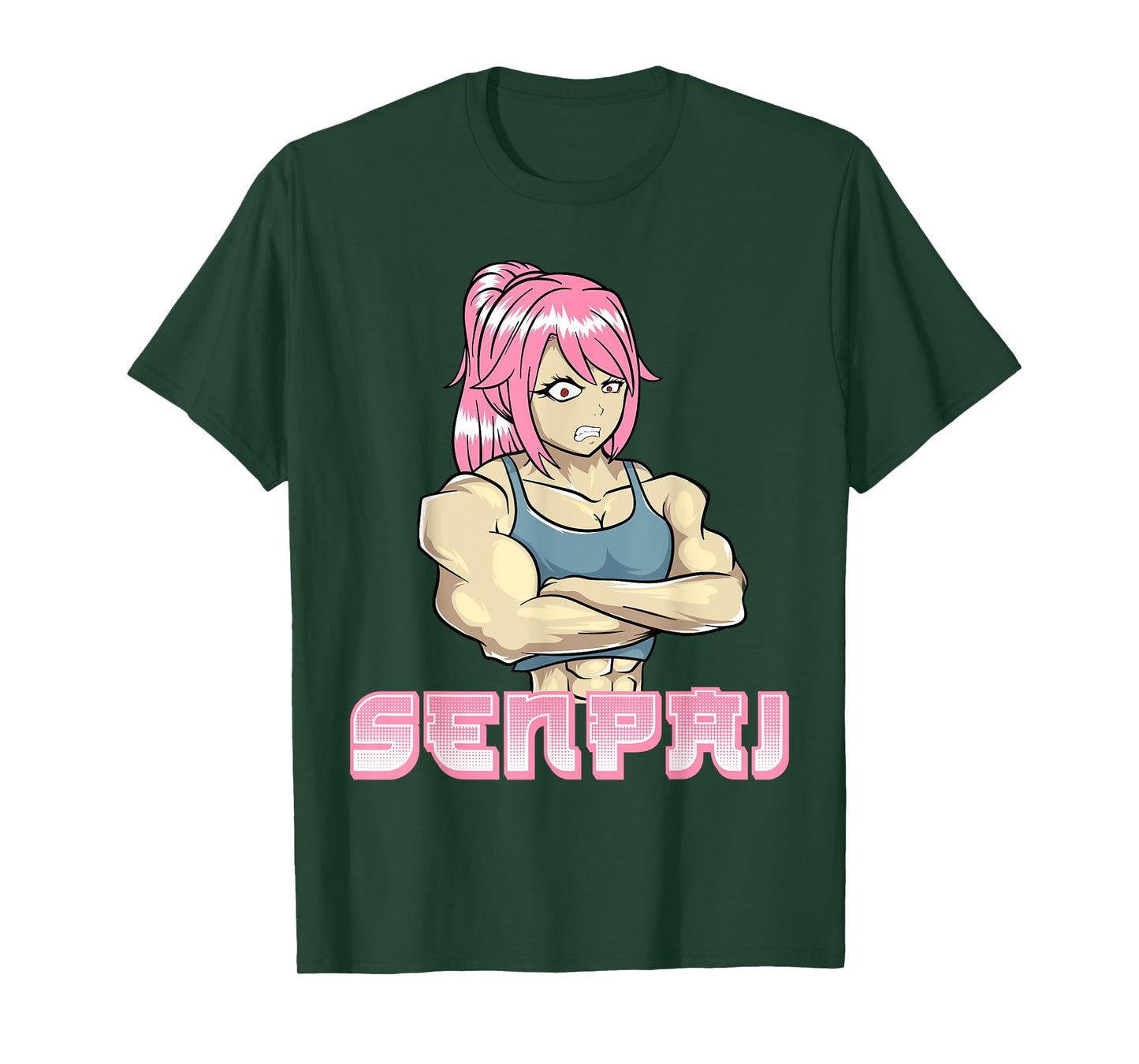 Senpai Muscle Muscular Girl Gym Workout Manga Japanese Anime T-Shirt