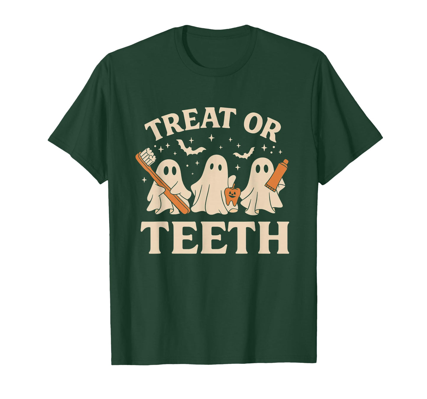 Trick Or Teeth Funny Dental Halloween Dentist Crew Costume T-Shirt