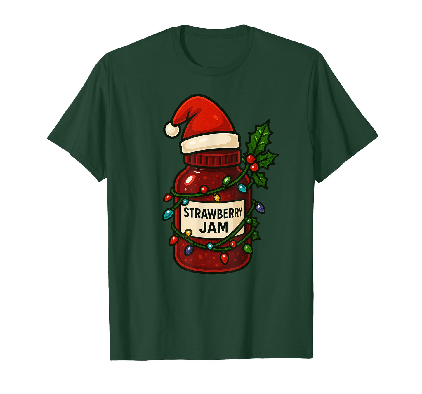 Strawberry Jam Merry Christmas Santa Hat Xmas Boys Girls Kid T-Shirt
