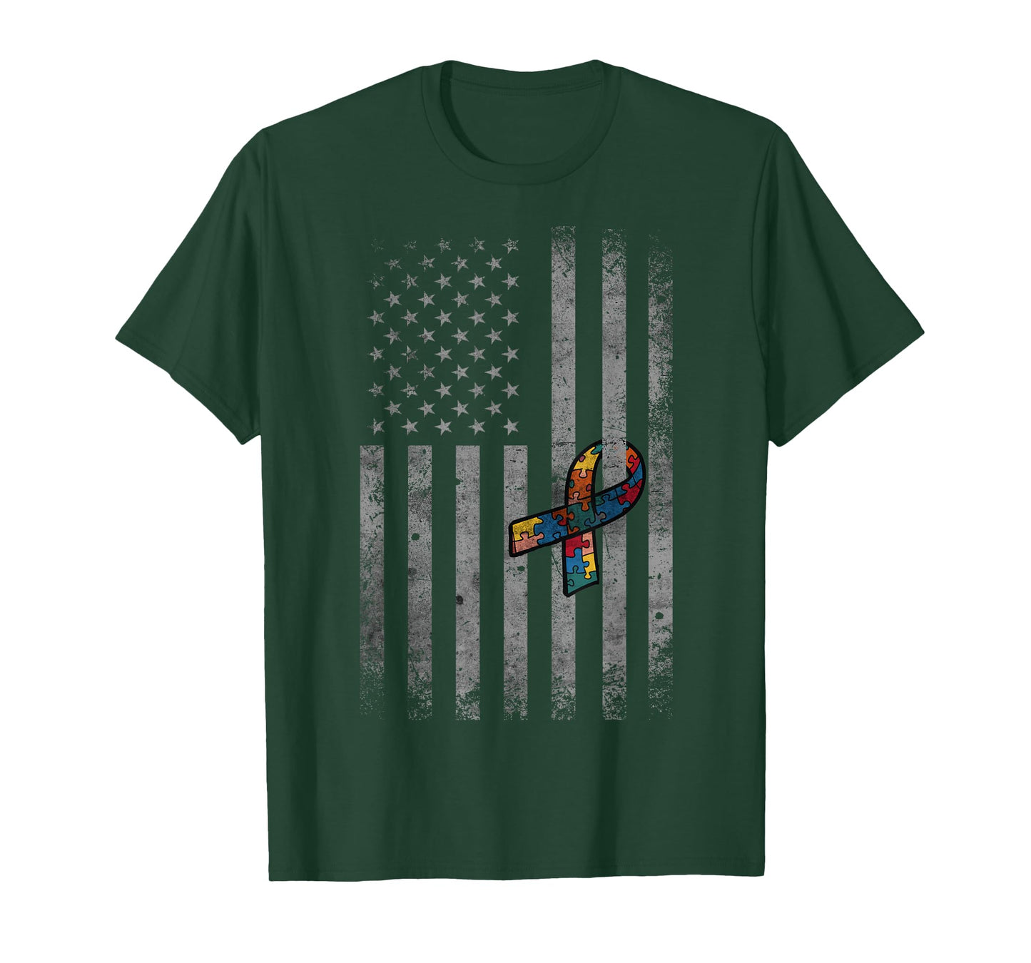 Autism Vintage American Flag Funny Autism awareness T-Shirt