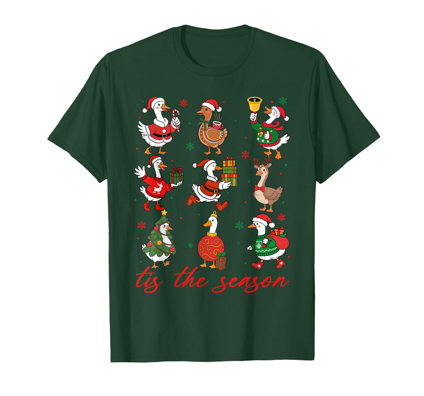 Retro Silly Goose Santa Cute Merry Christmas Tis The Season T-Shirt