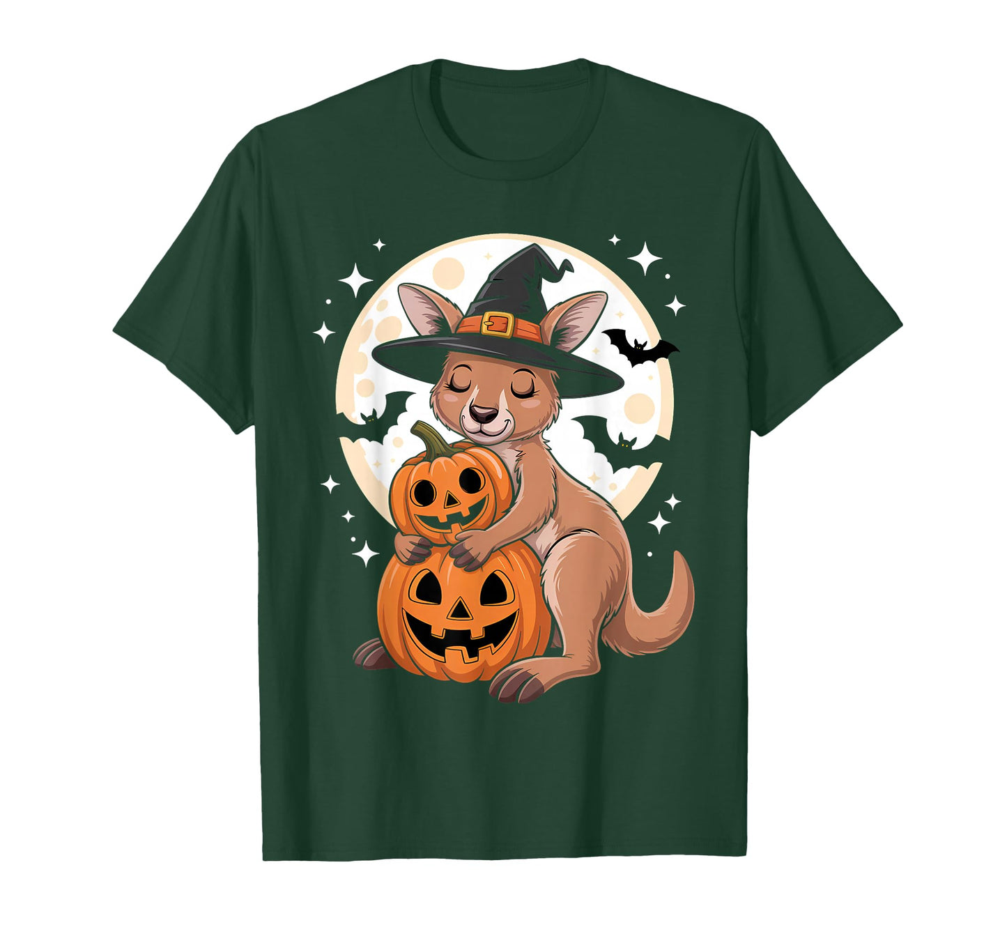 Halloween Kangaroo Witch Hat Pumpkin Spooky T-Shirt