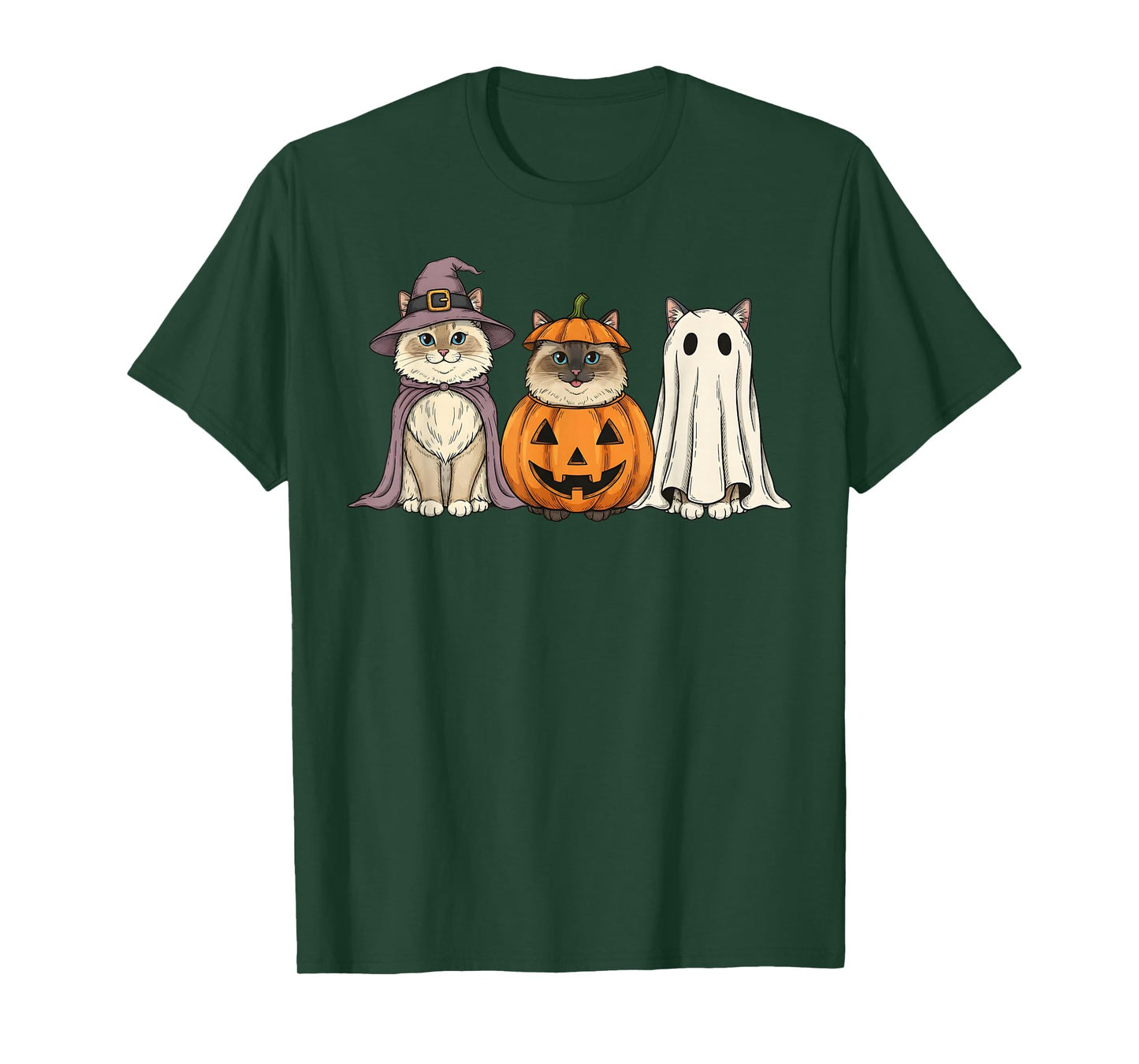 Spooky Ghost Ragdoll Cat Lover Pumpkin Halloween T-Shirt