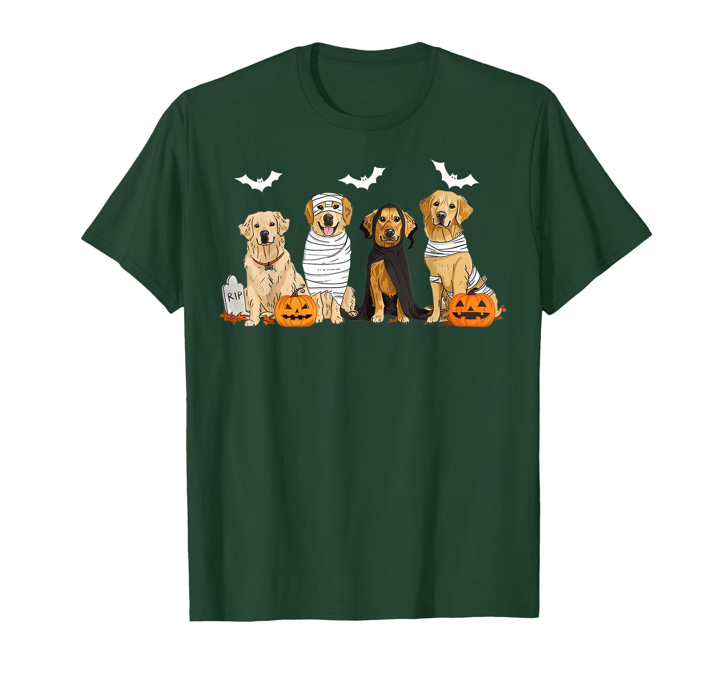 Cute Golden RETR Dogs Ghost Mummy Witch Spooky Halloween Boo T-Shirt