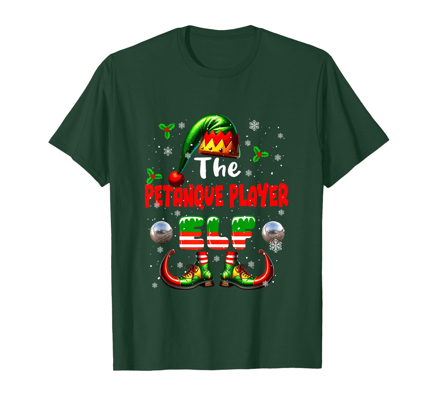 The Petanque Player Elf Christmas Job Team Matching Parties T-Shirt