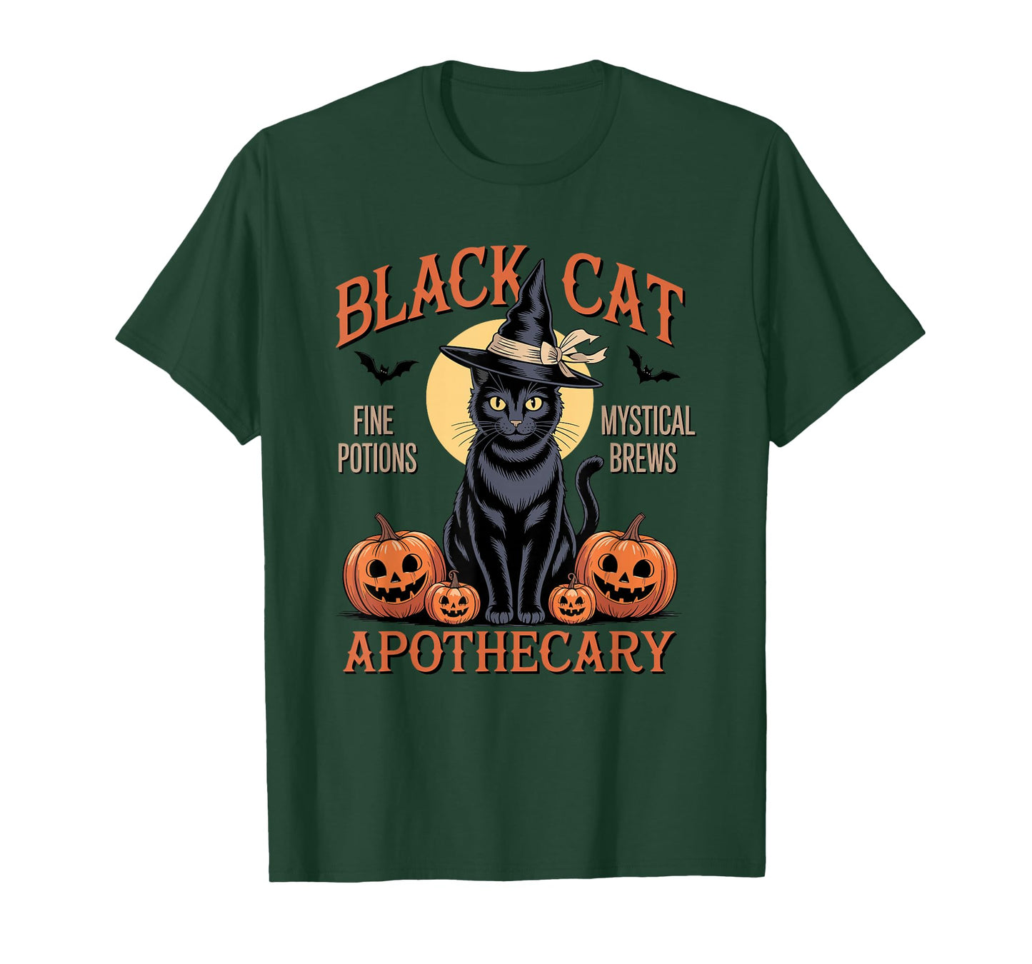 Retro Halloween Black Cat Salem Apothecary T-Shirt