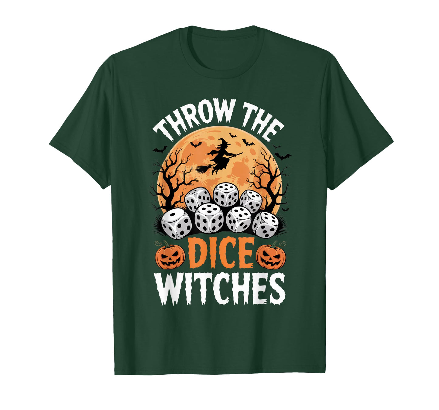 Throw The Dice Witches Funny Gamer Halloween Night T-Shirt