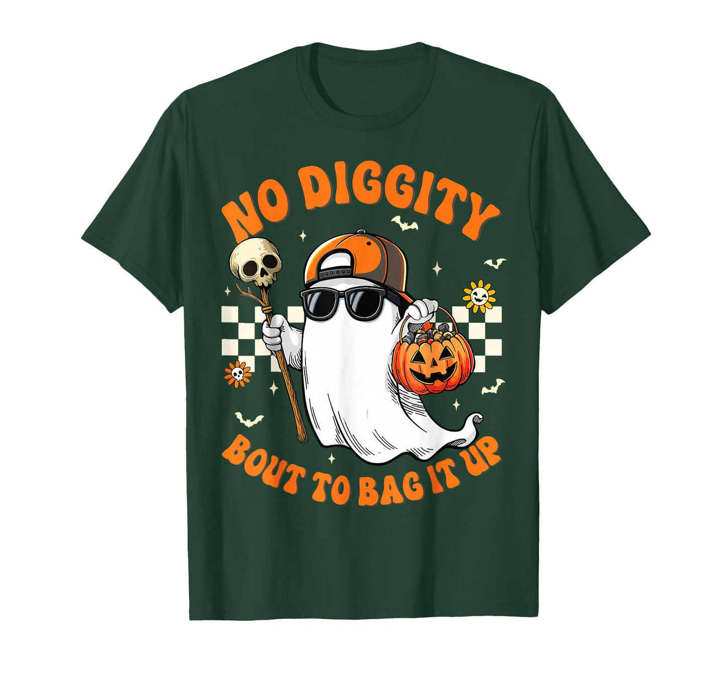 Halloween Ghost No-Diggity Bout to Bag-it Up Kids Boo T-Shirt