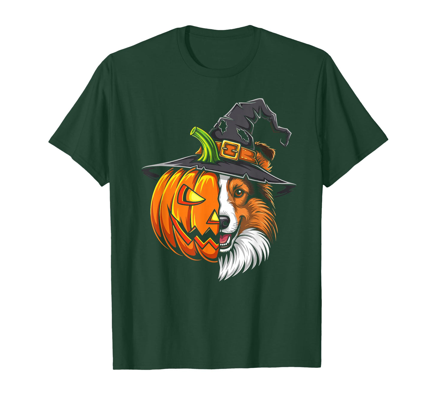 Shetland Sheepdog Pumpkin Jack O Lantern Halloween Kids Mens T-Shirt