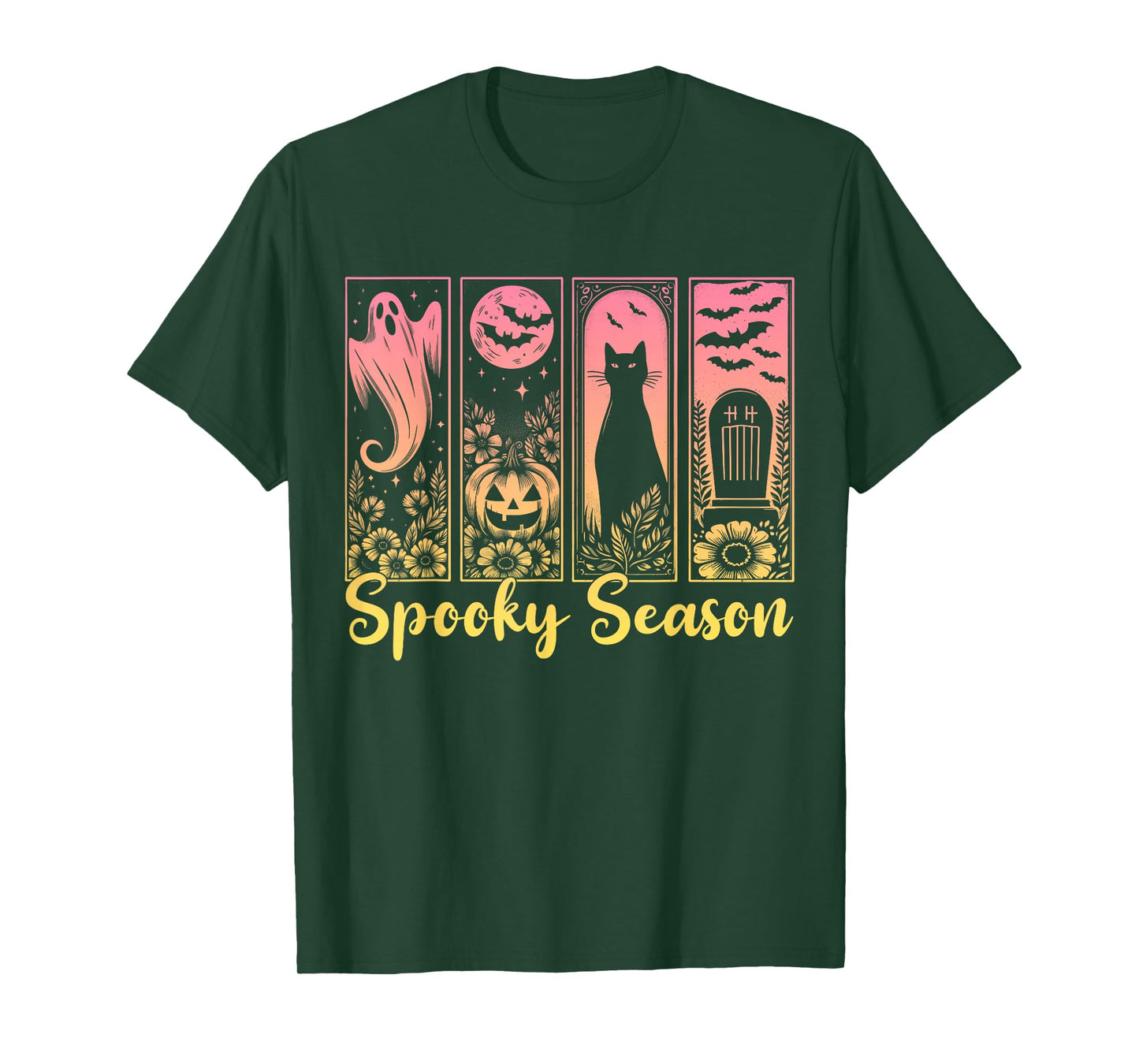 Halloween Spooky Season Horror Cat Vintage Halloween Ghost T-Shirt