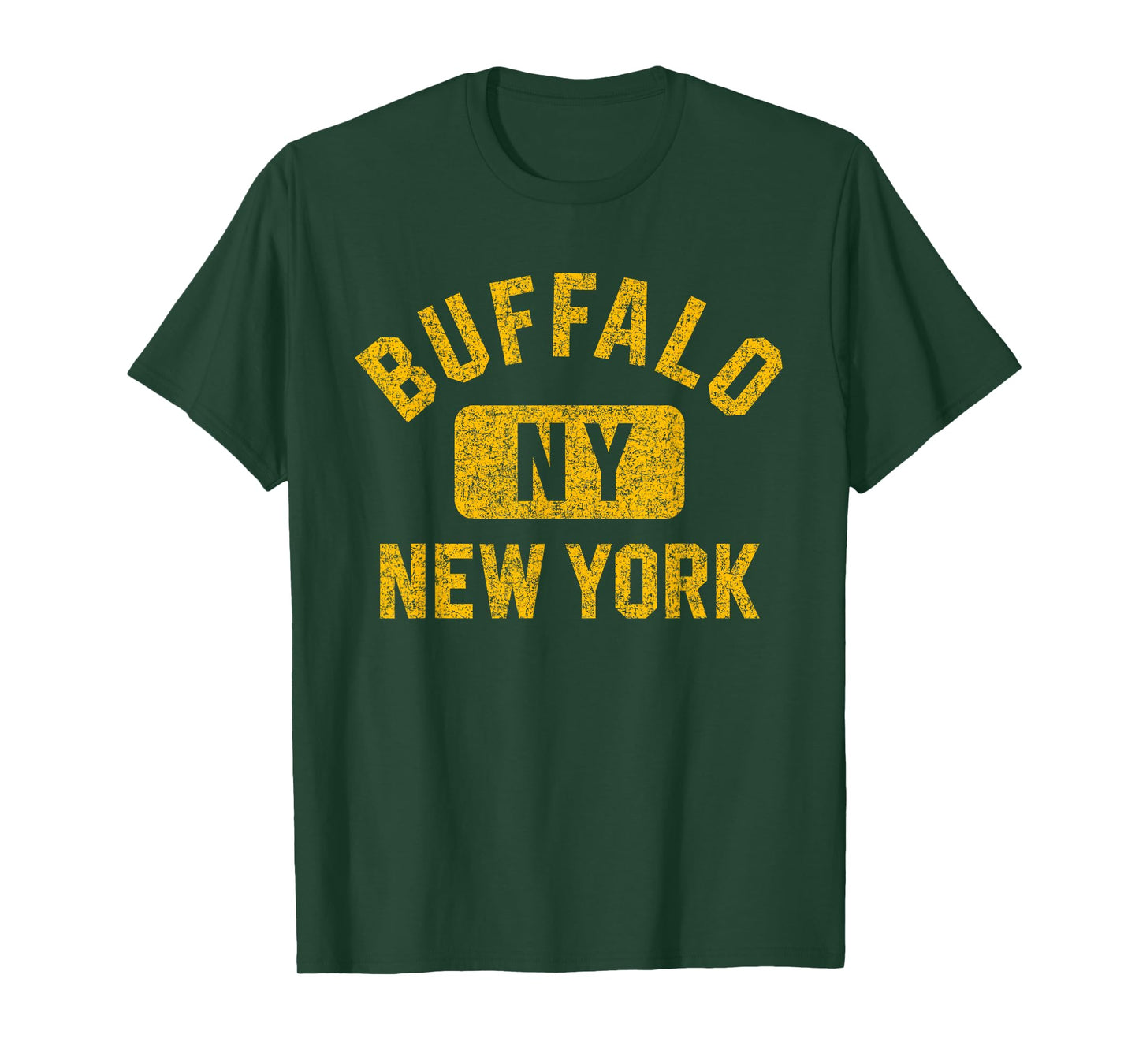 Buffalo New York Gym Style Distressed Amber Print T-Shirt