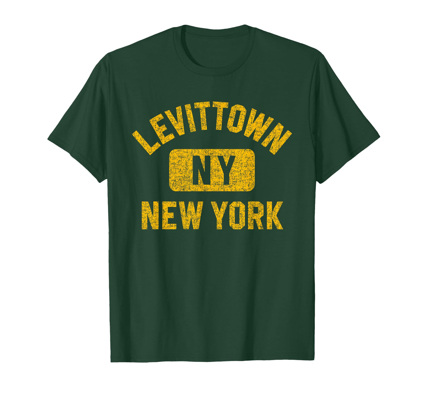 Levittown NY New York Gym Style Distressed Amber Print T-Shirt