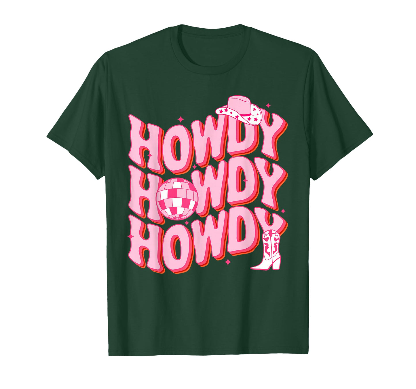 Howdy Southern Western Girl Country Rodeo Pink Cowgirl Disco T-Shirt
