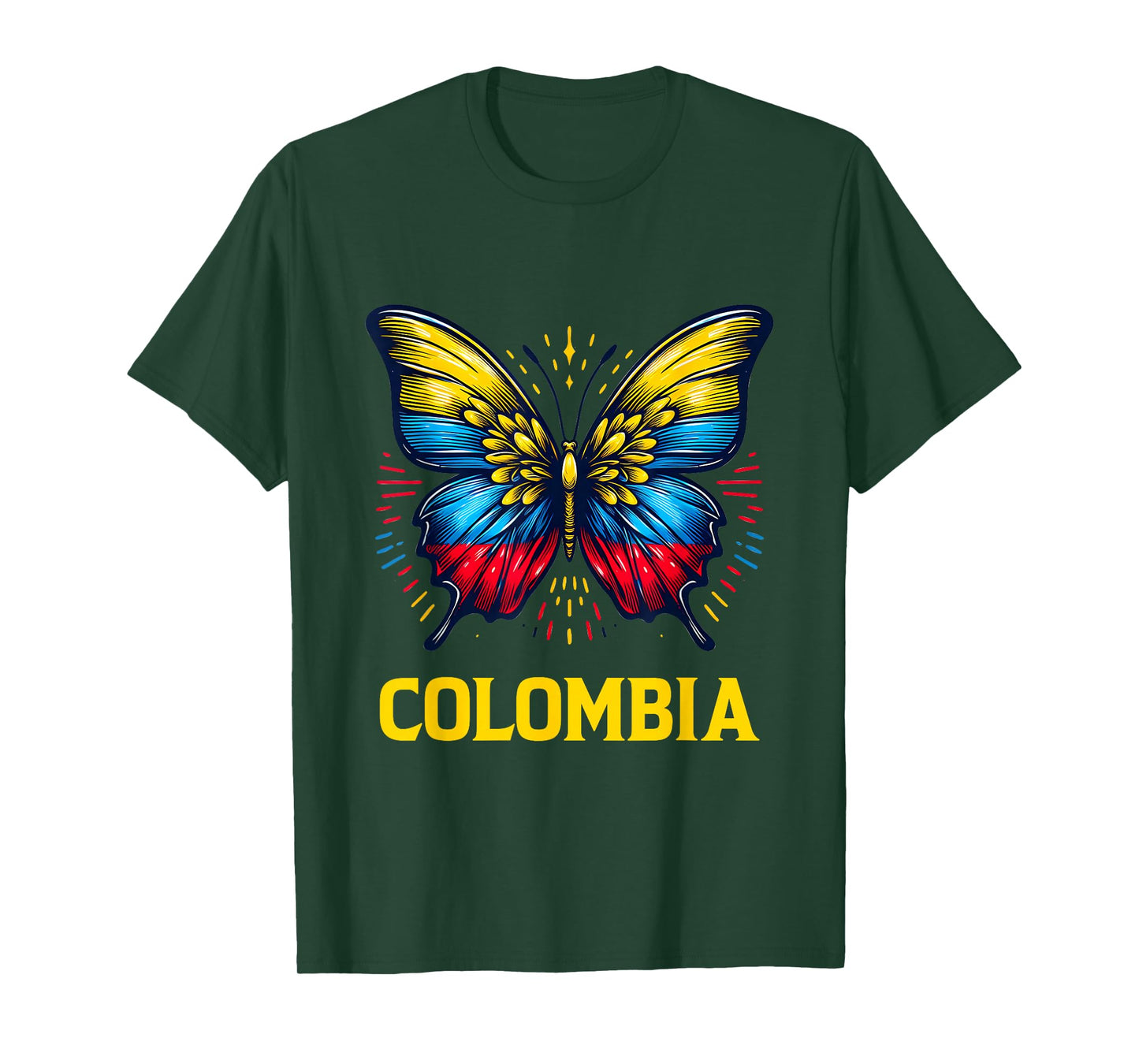 Vintage Colombia Beautiful Butterfly Country Colombian Flag T-Shirt