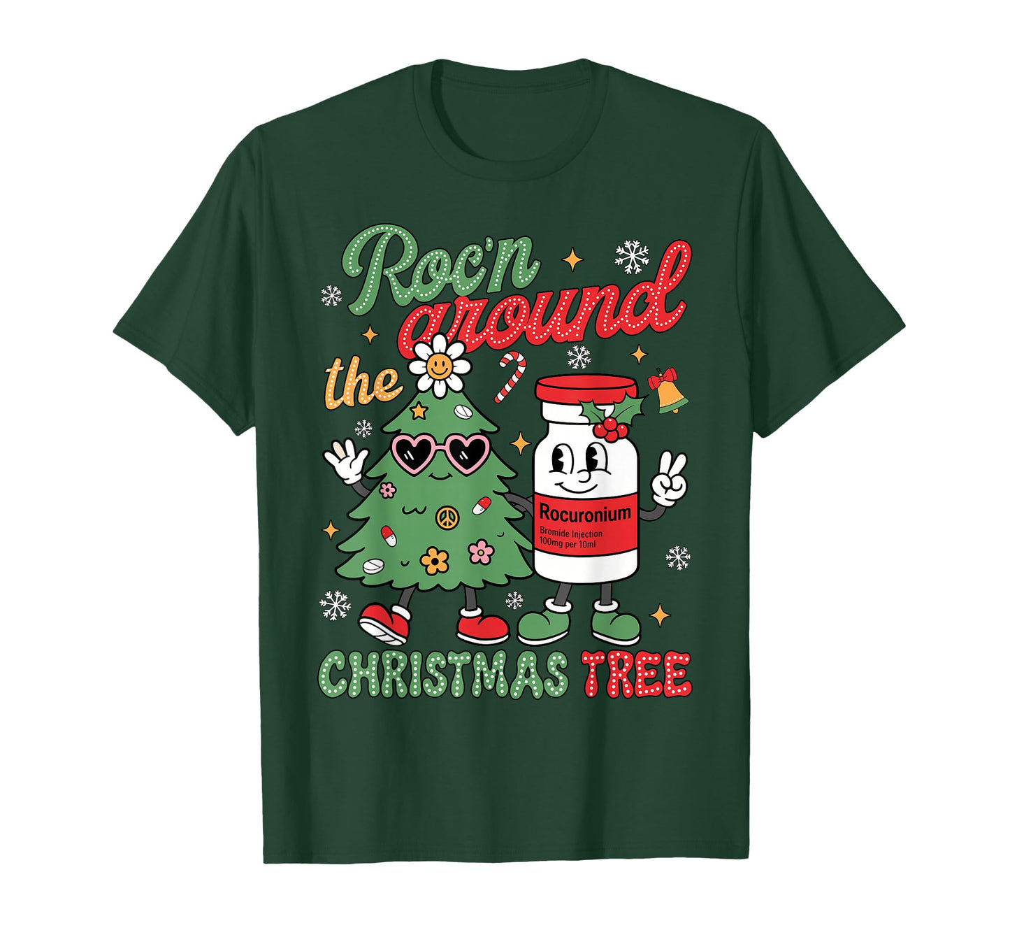 Groovy Roc'n Around The Christmas Tree Nurse Men Women Kids T-Shirt