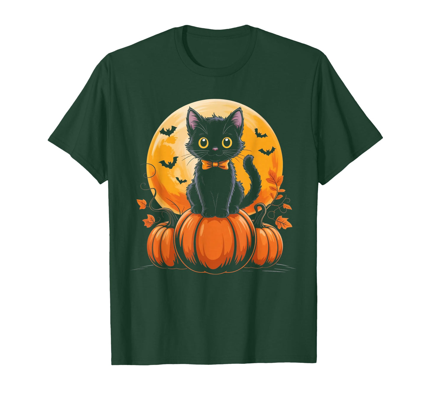 Retro Black Cat Pumpkin Halloween Costume Fall Autumn Gifts T-Shirt