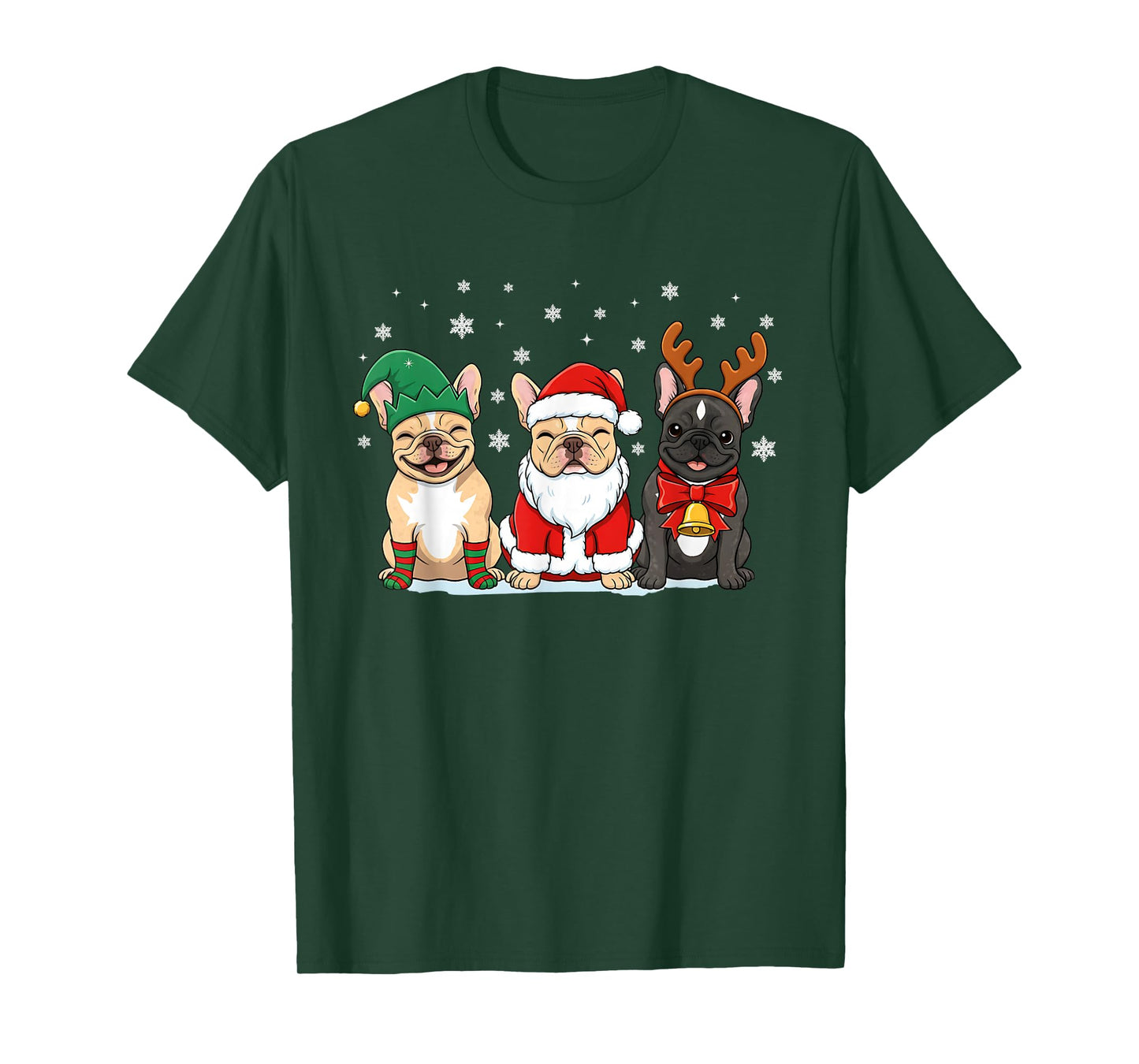 Christmas Dog French Bulldog Xmas Dog Lover Men Women Kids T-Shirt