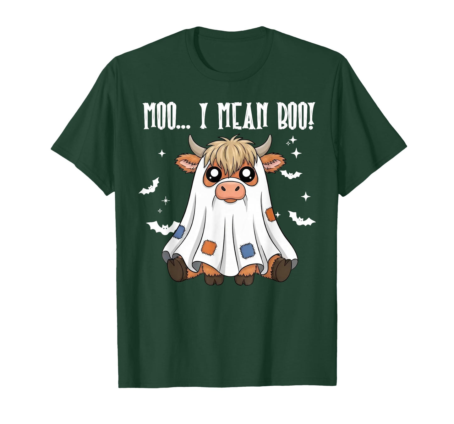 Moo I Mean Boo - Halloween Highland Cow T-Shirt