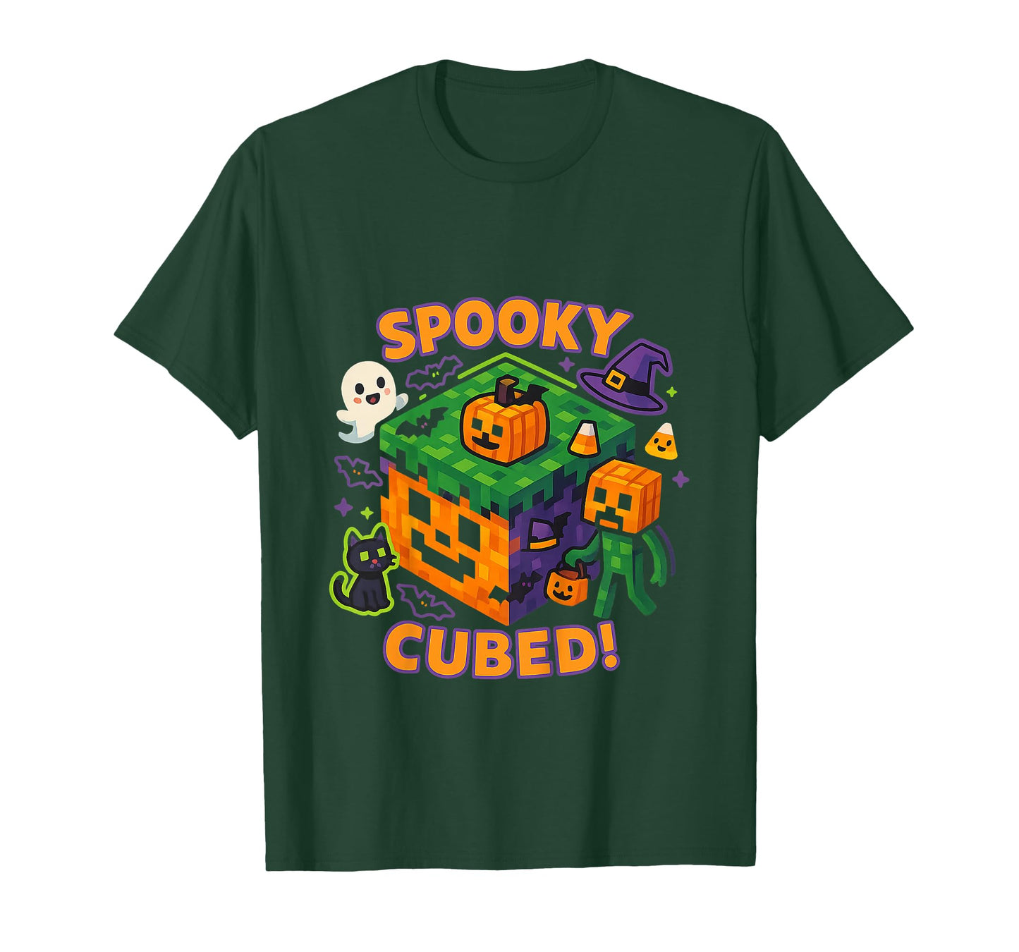 Kids Spooky Cubed Halloween Fun T-Shirt