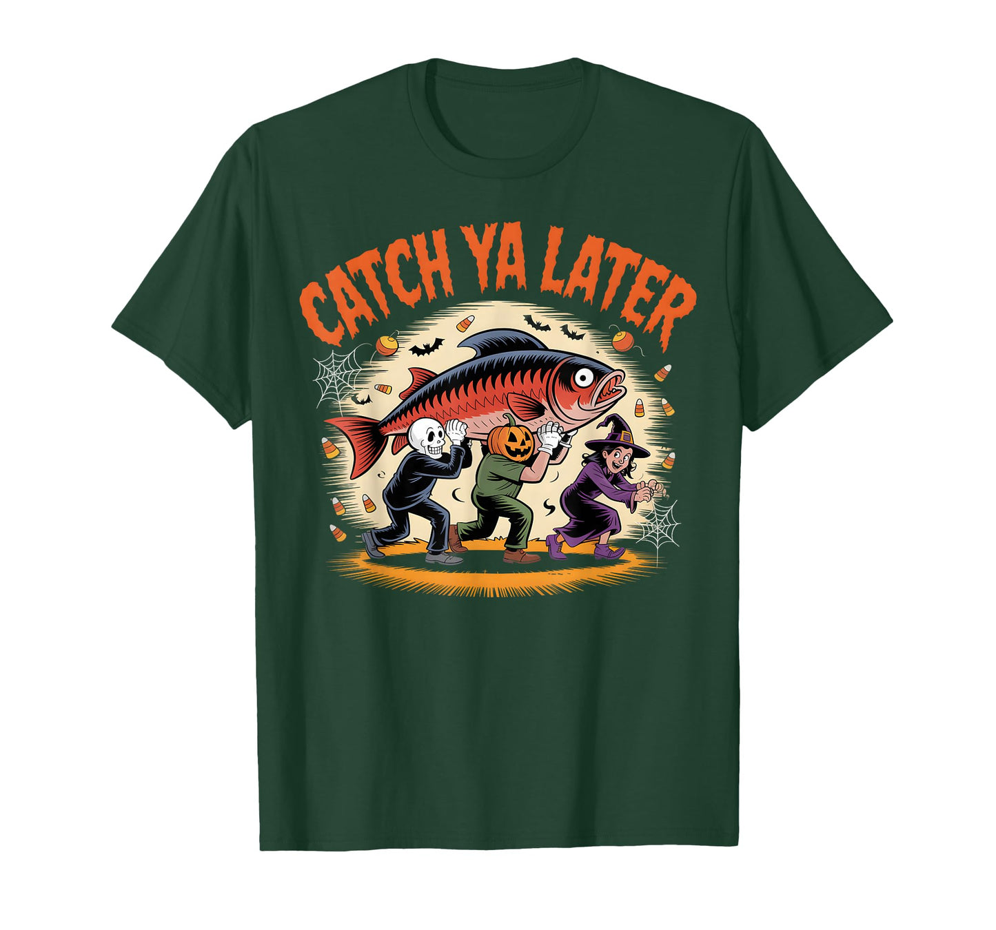 Catch Ya Later Funny Halloween Fishing Pun T-Shirt