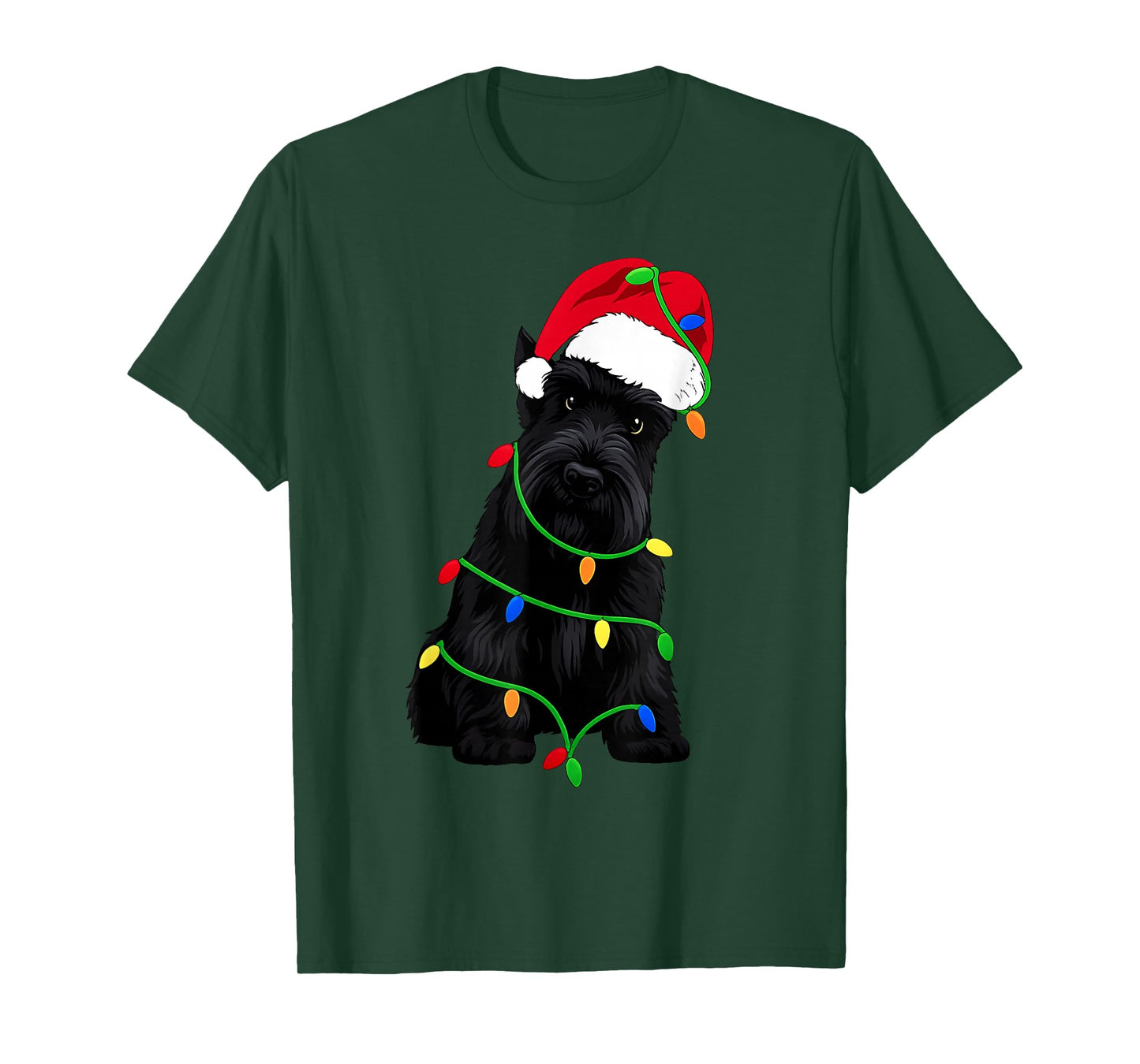 Scottish Terrier Christmas Tree Lights Holiday Dog Lover T-Shirt
