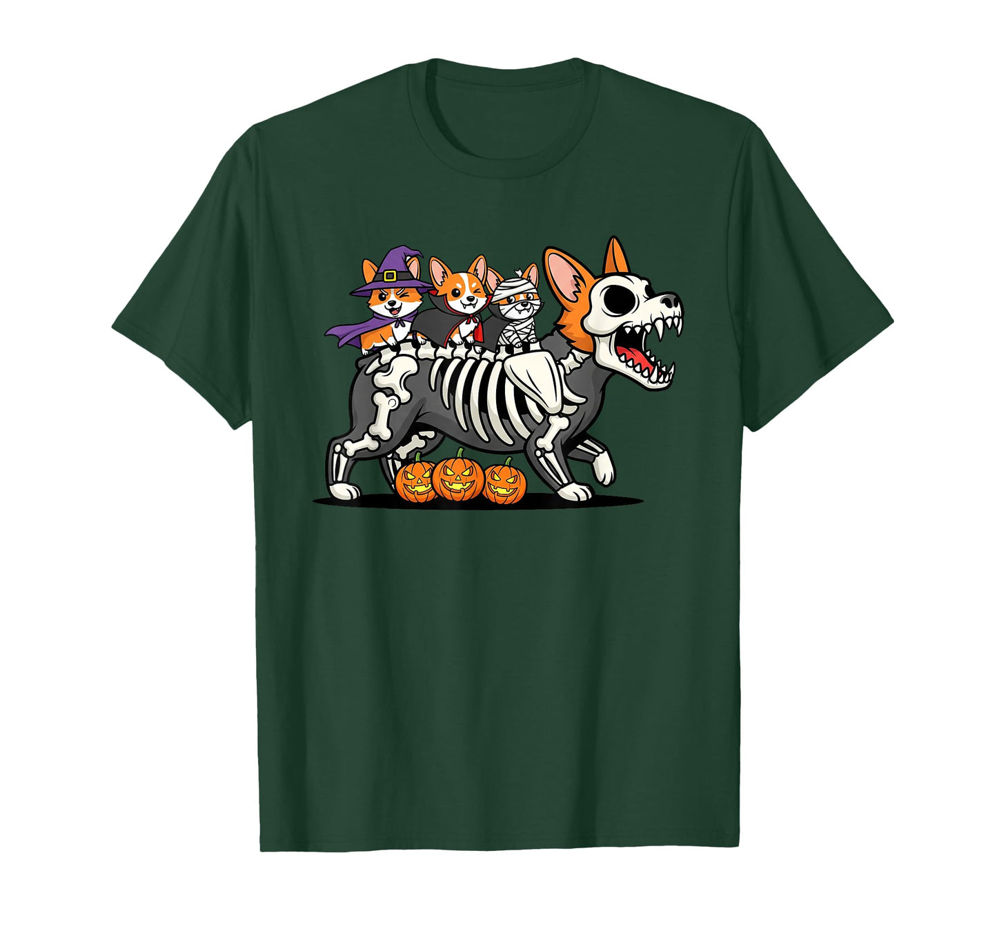 Funny Corgi Skeleton Mummy Witch Halloween Kids Mens Womens T-Shirt