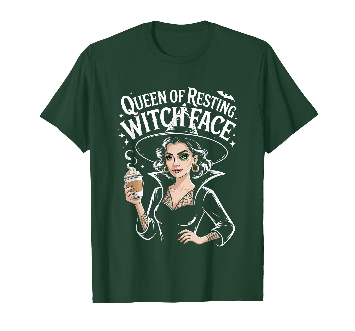 Resting Witch Face Coffee Lover Goth Scary Halloween Funny T-Shirt
