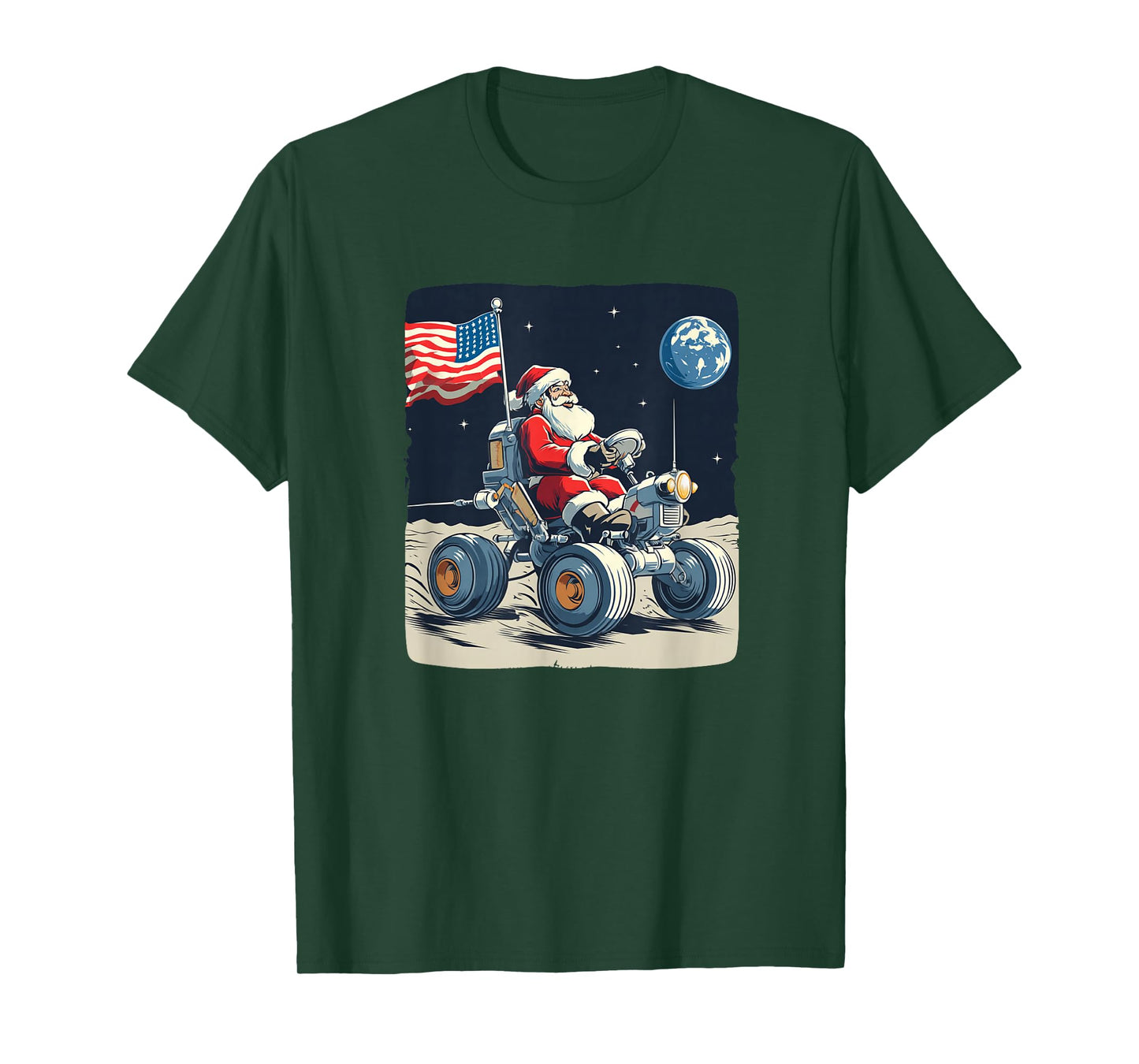 Nice Christmas on Moon Costume for Space Vehicle and Santa T-Shirt