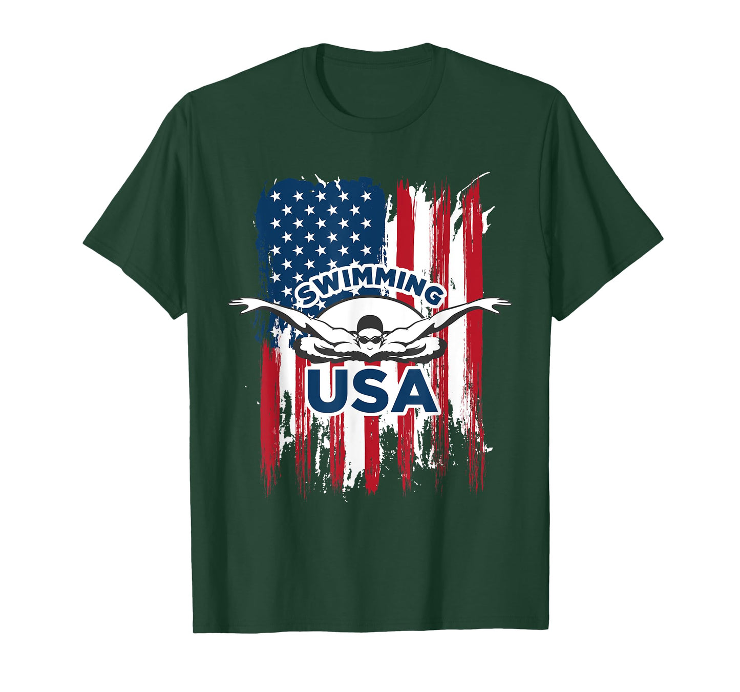 Swimming USA Support the Team Shirt USA Flag Pool T-Shirt