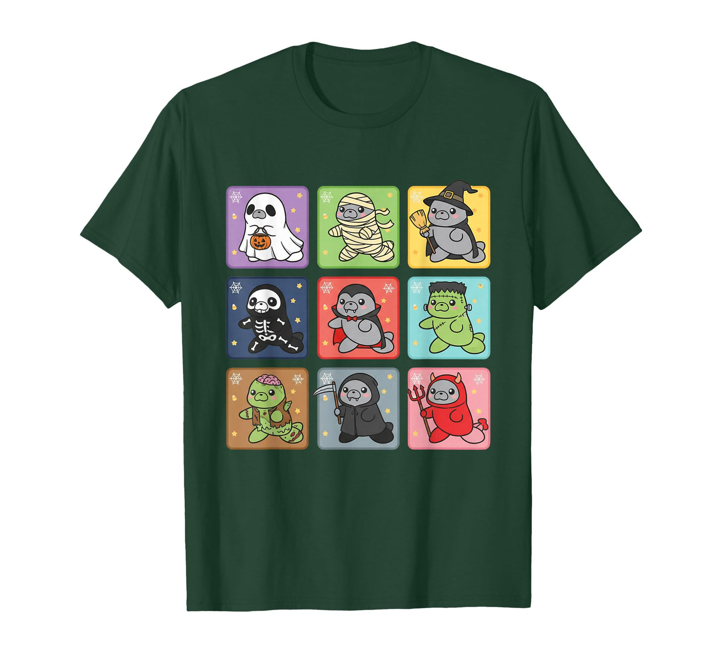 Funny Cute Manatee Boo Witch Zombie Vampire Halloween T-Shirt